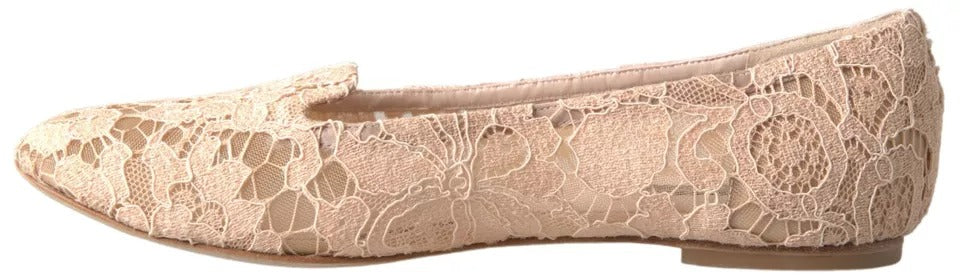Dolce & Gabbana Beige Floral Lace Loafers Flats Shoes LUNESCAPE