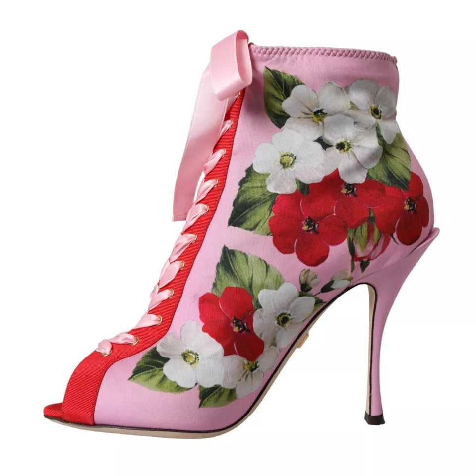 Dolce & Gabbana Multicolor Jersey Stretch Boots Open Toes Heels Shoes LUNESCAPE