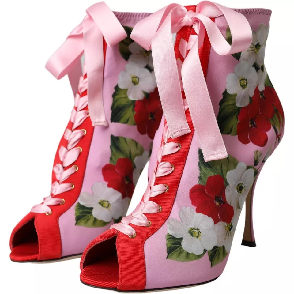 Dolce & Gabbana Multicolor Jersey Stretch Boots Open Toes Heels Shoes LUNESCAPE