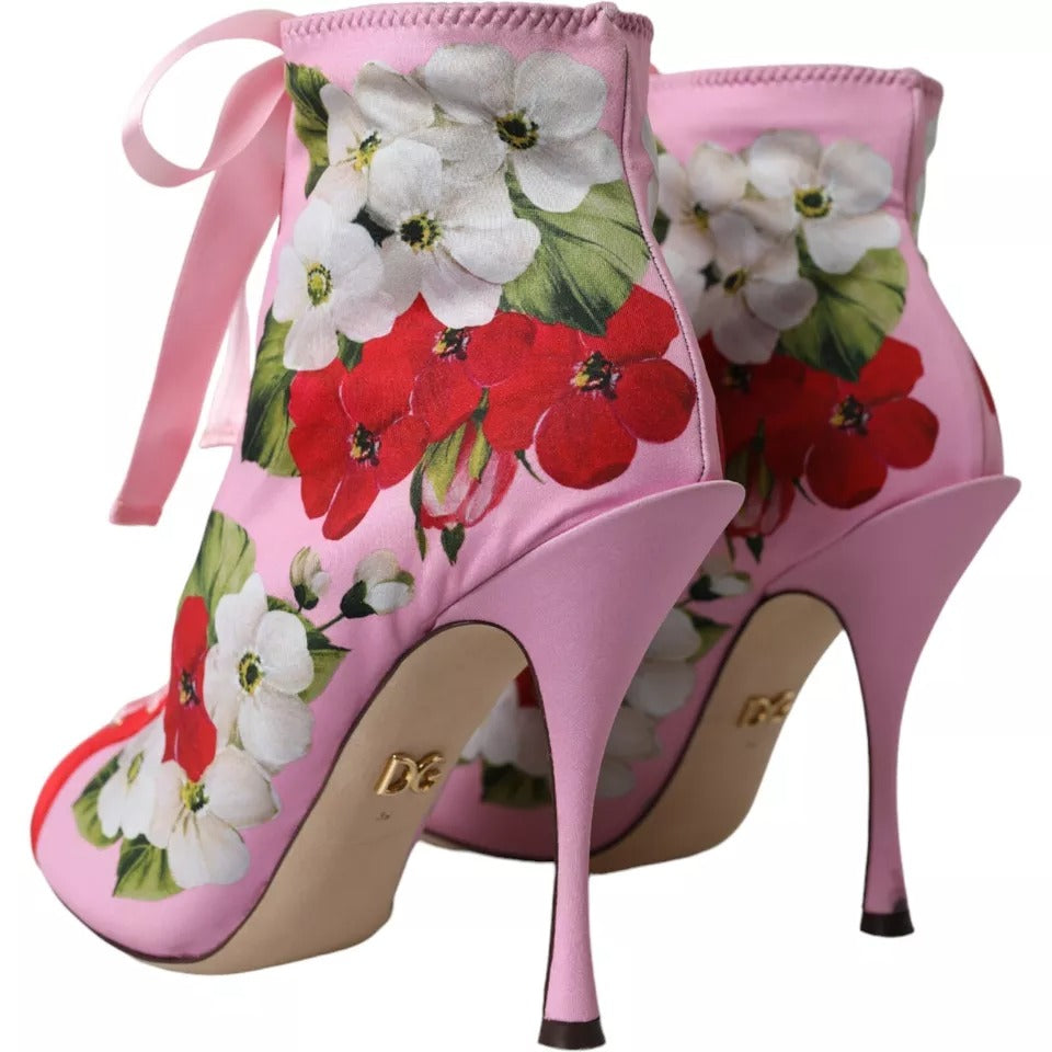 Dolce & Gabbana Multicolor Jersey Stretch Boots Open Toes Heels Shoes LUNESCAPE