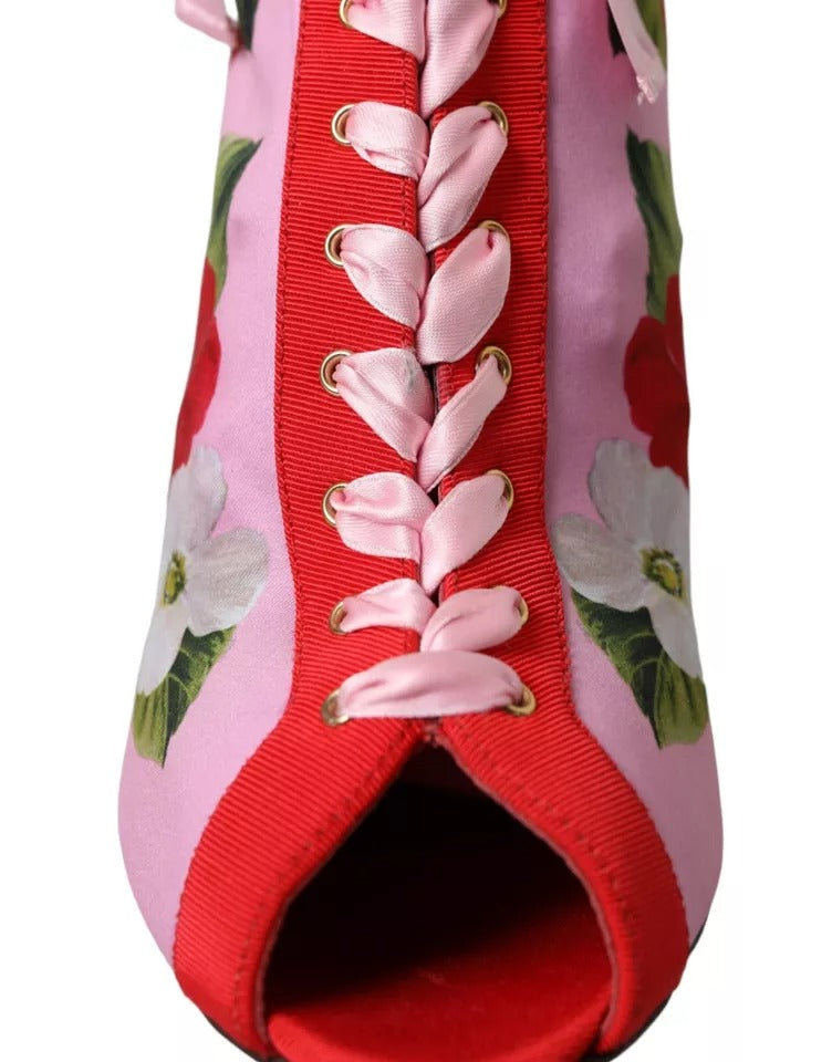 Dolce & Gabbana Multicolor Jersey Stretch Boots Open Toes Heels Shoes LUNESCAPE