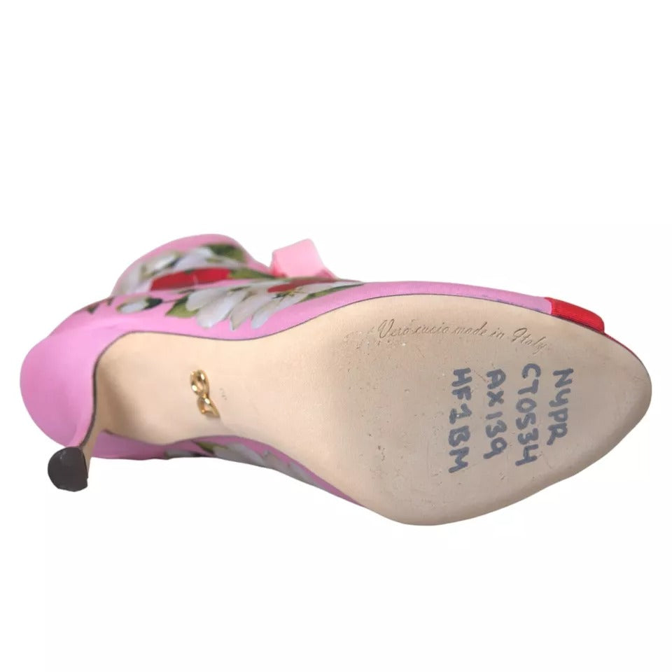 Dolce & Gabbana Multicolor Jersey Stretch Boots Open Toes Heels Shoes LUNESCAPE