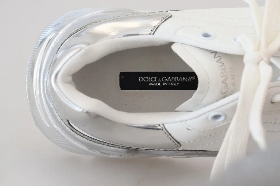 Dolce & Gabbana White Silver Leather Daymaster Women Sneakers Shoes LUNESCAPE