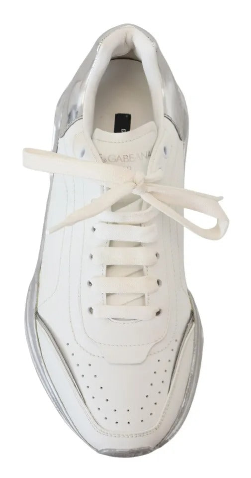 Dolce & Gabbana White Silver Leather Daymaster Women Sneakers Shoes LUNESCAPE