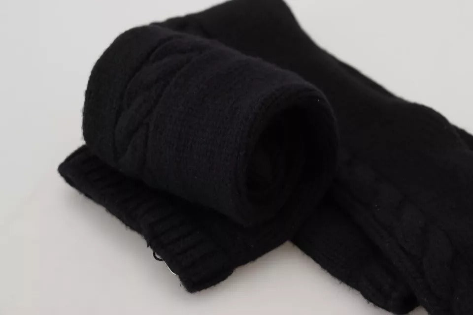 Dolce & Gabbana Black Wool Knit Calf Long Women Accessory Socks LUNESCAPE