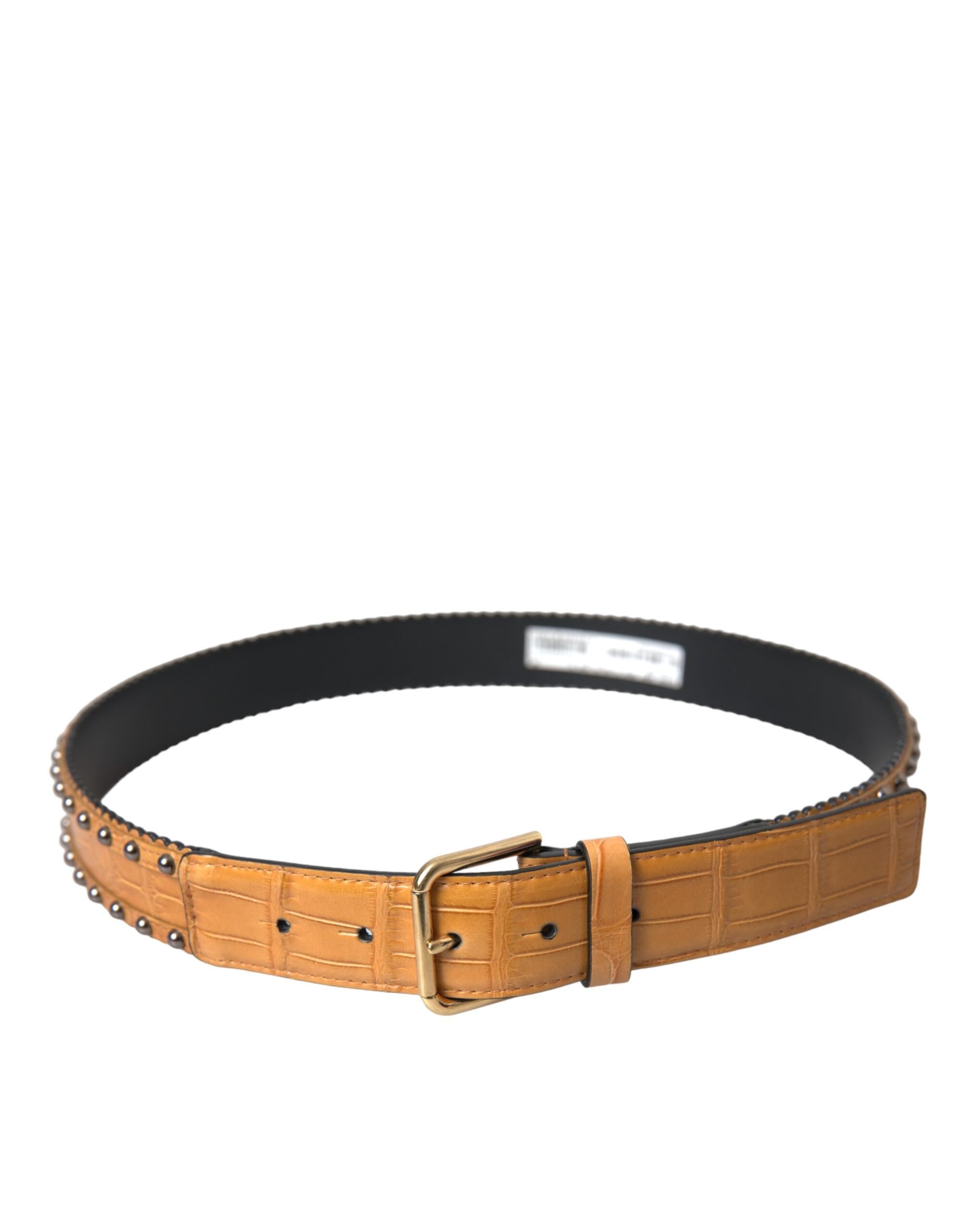 Dolce & Gabbana Beige Alligator Leather Studded Metal Buckle Belt LUNESCAPE