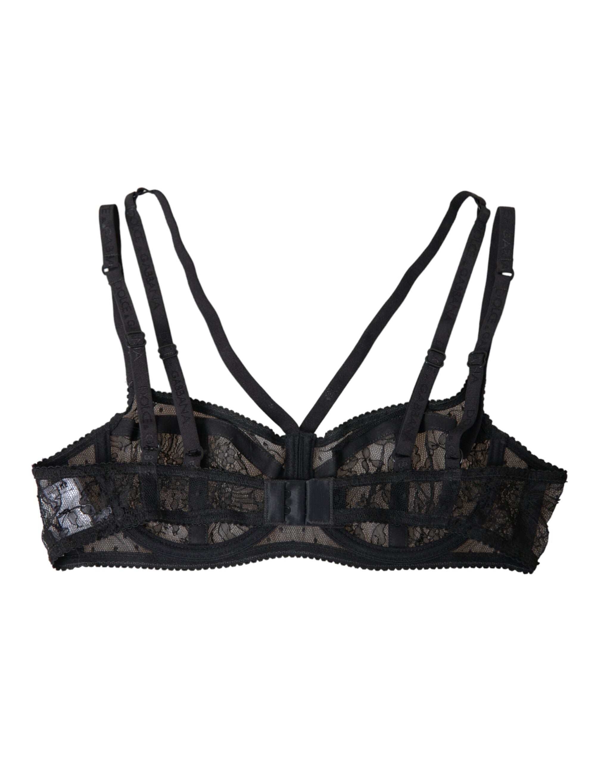 Dolce & Gabbana Black Floral Lace Nylon Balconcino Bra Underwear LUNESCAPE