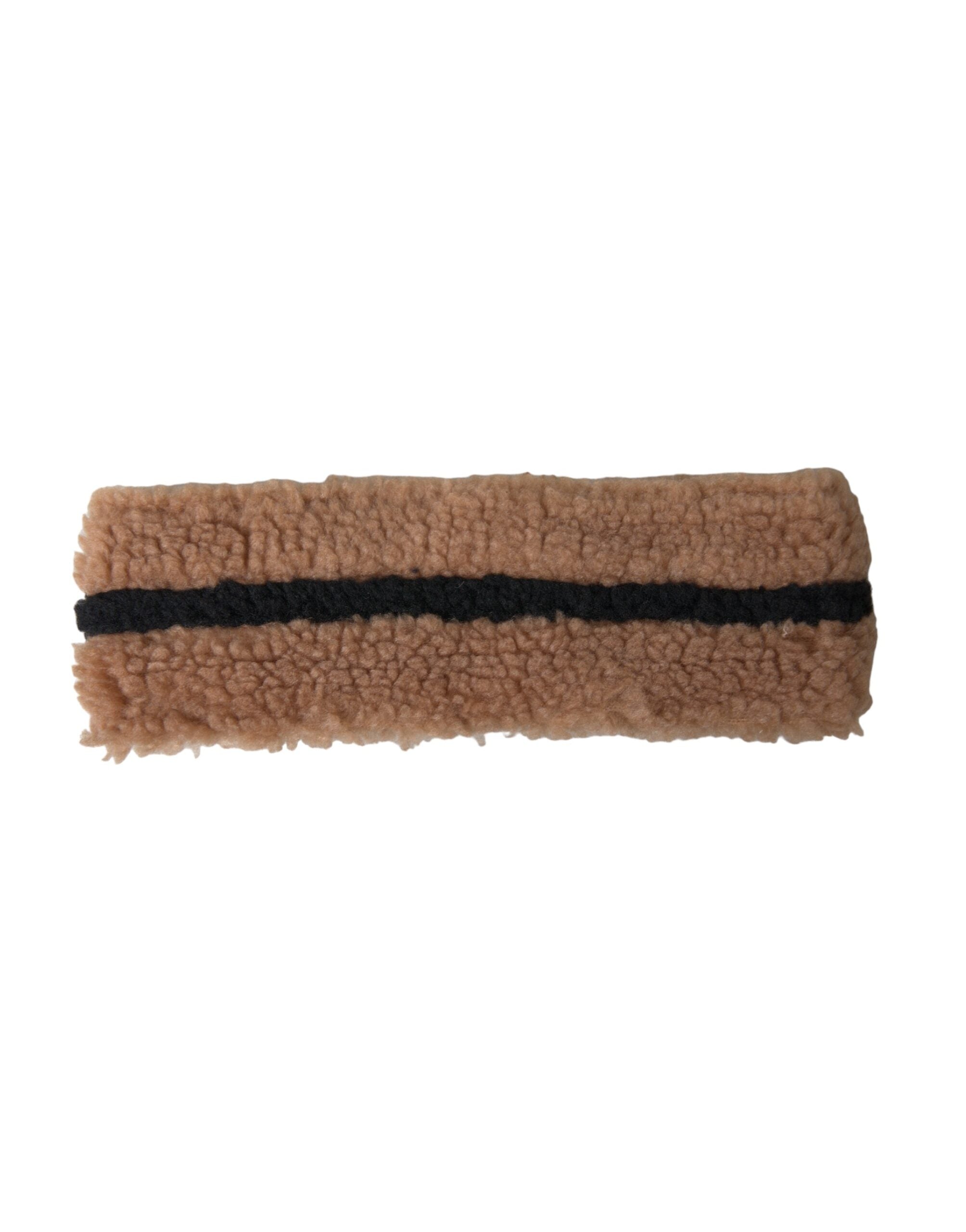 Dolce & Gabbana Brown Black Fleece Wool Ear Warmer