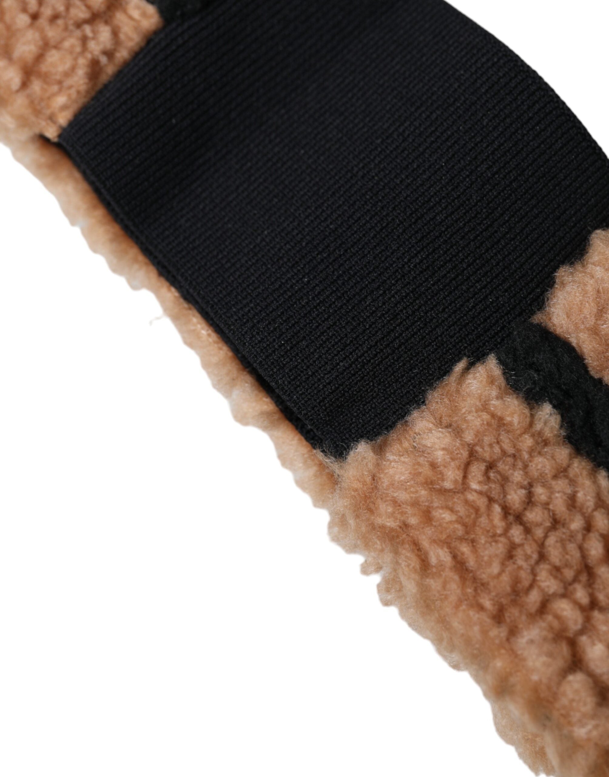 Dolce & Gabbana Brown Black Fleece Wool Ear Warmer