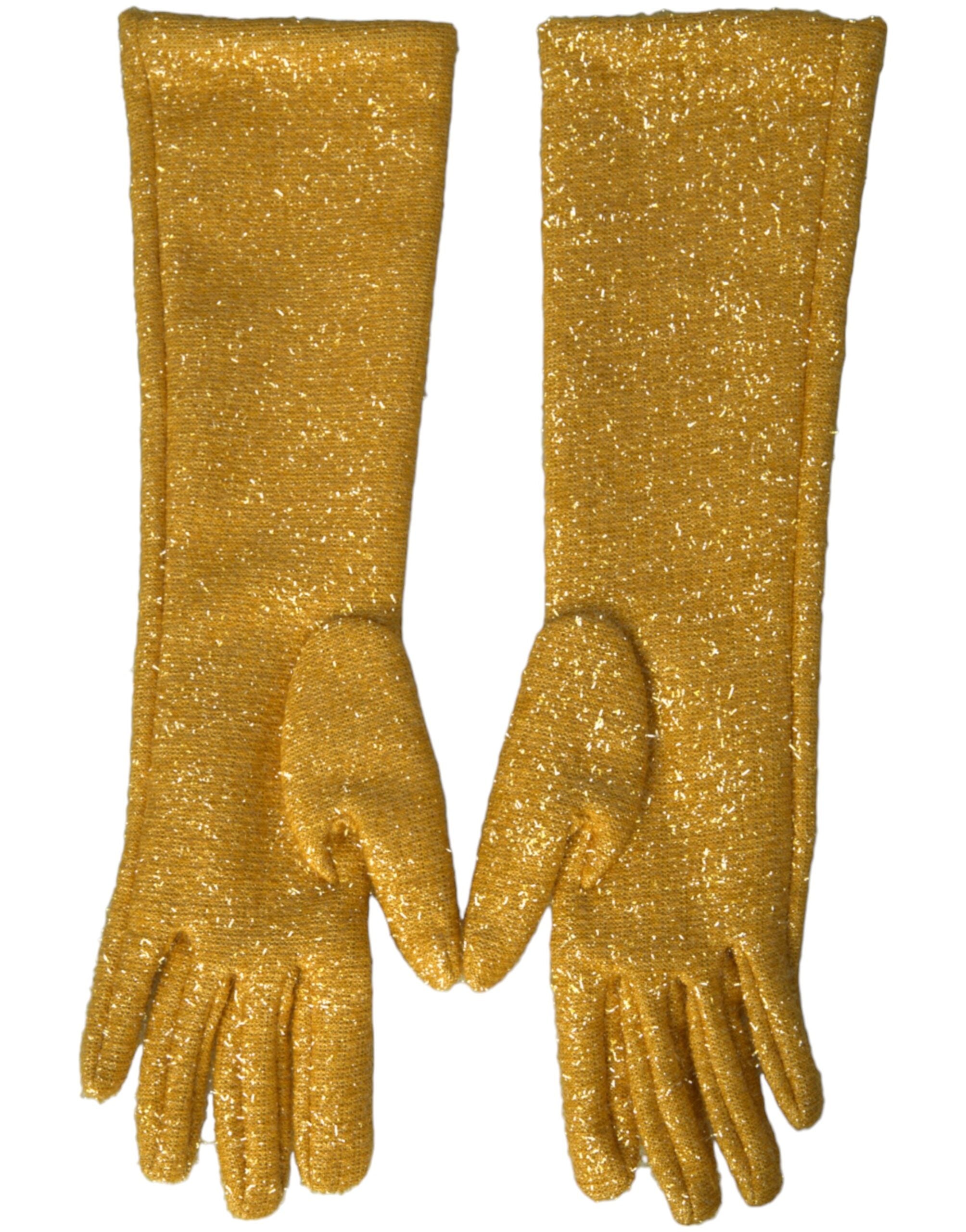 Dolce & Gabbana Gold Lurex Fantasia Mid Arm Length Gloves LUNESCAPE