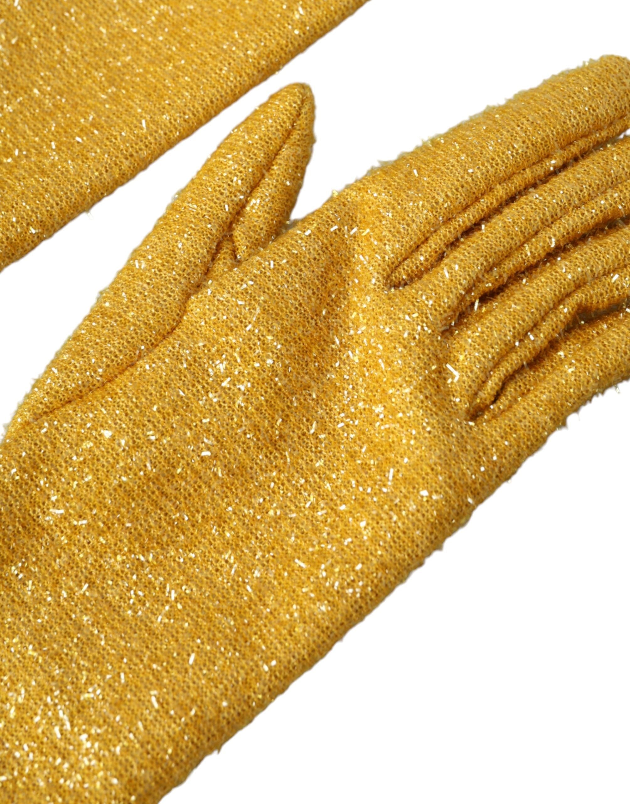 Dolce & Gabbana Gold Lurex Fantasia Mid Arm Length Gloves LUNESCAPE