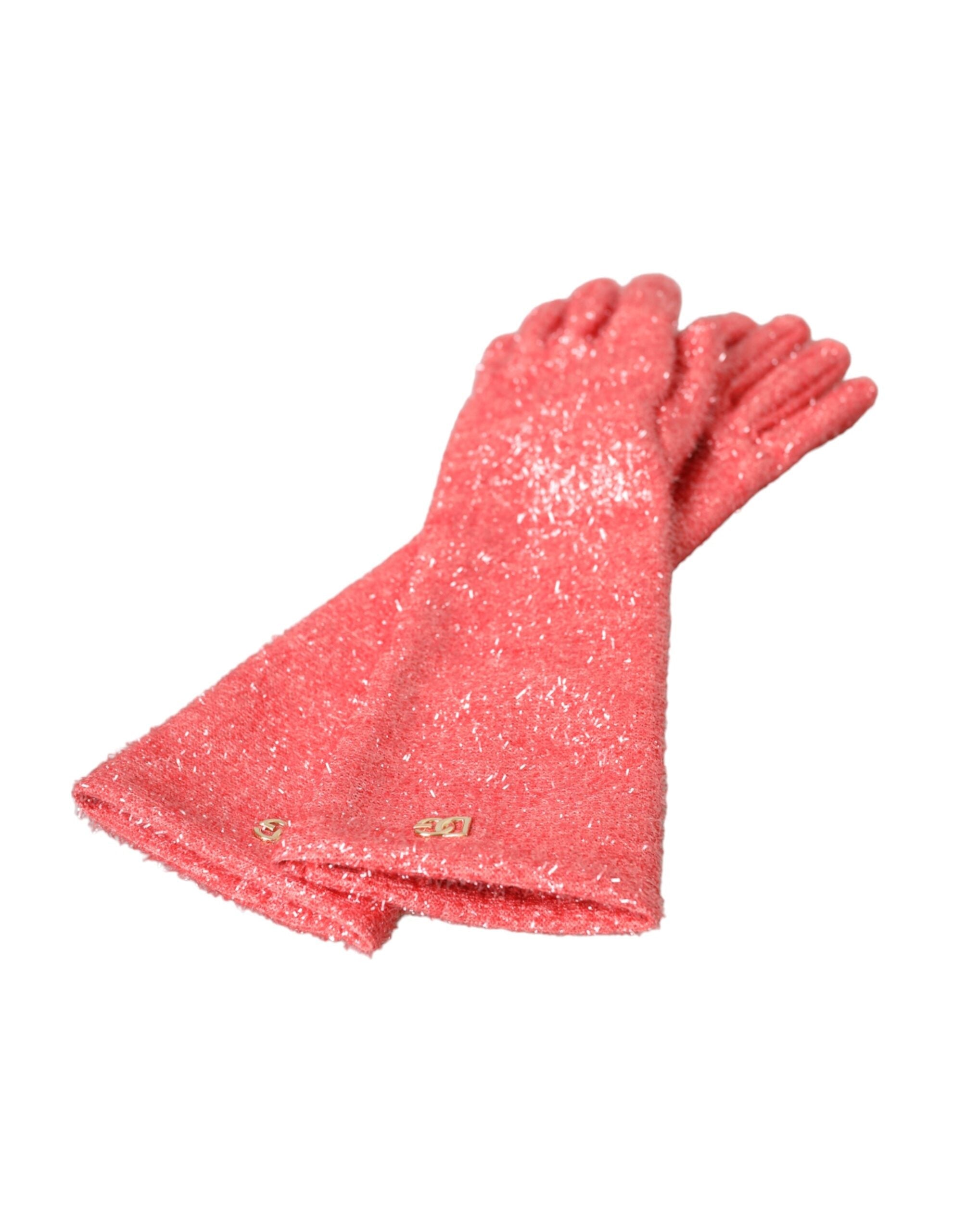 Dolce & Gabbana Pink Lurex Fantasia Mid Arm Length Gloves LUNESCAPE
