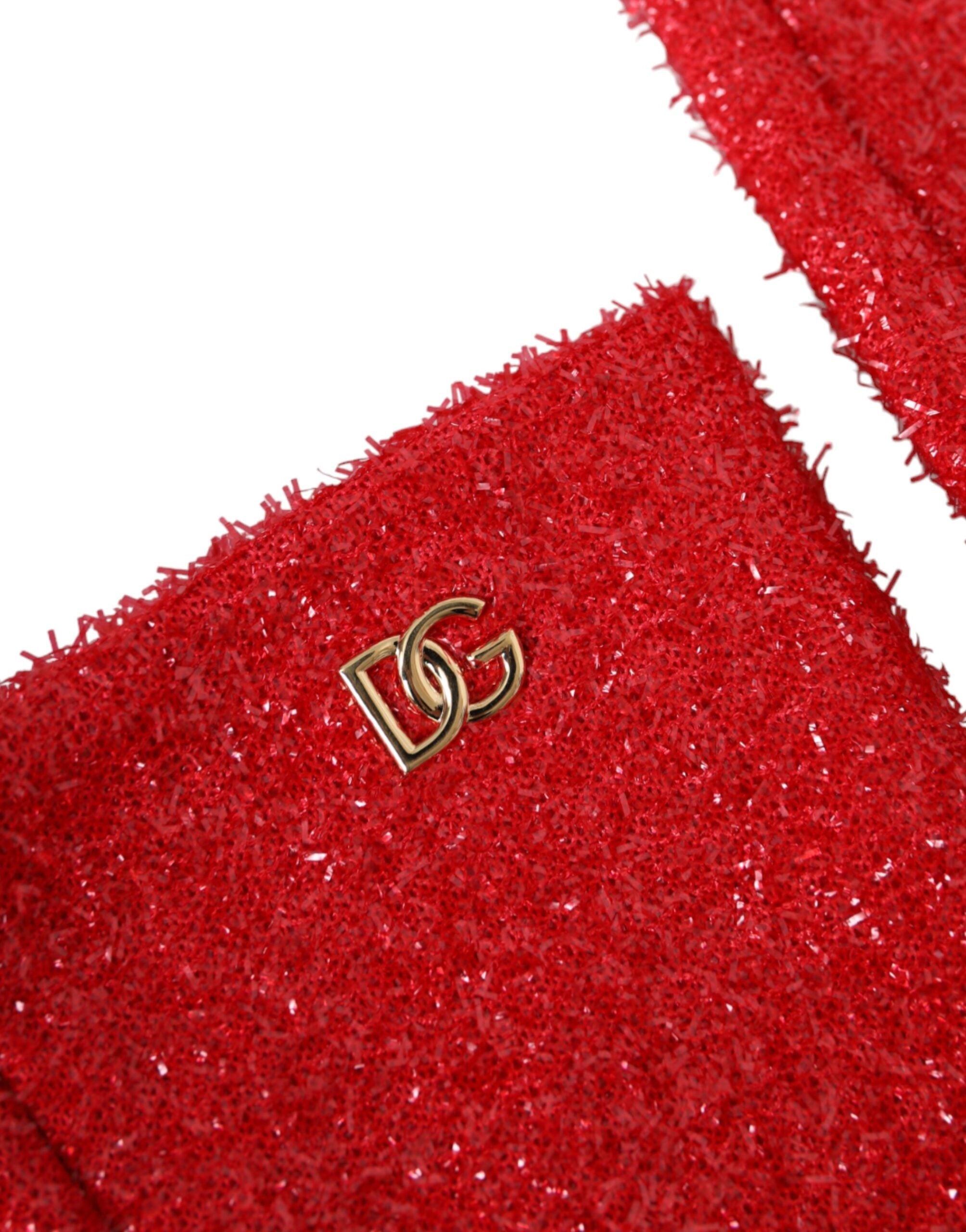 Dolce & Gabbana Red Lurex Fantasia Mid Arm Length Gloves LUNESCAPE
