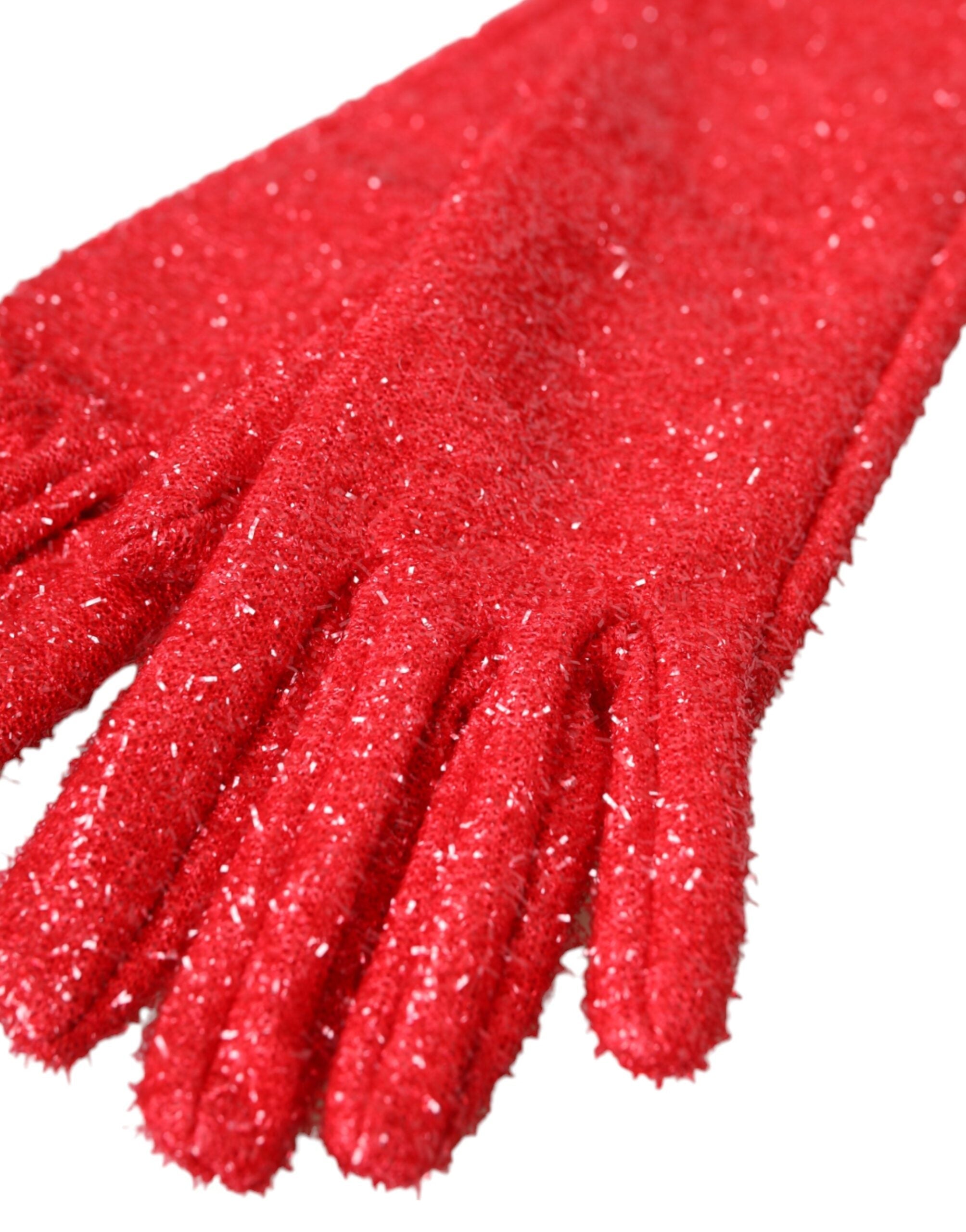Dolce & Gabbana Red Lurex Fantasia Mid Arm Length Gloves LUNESCAPE