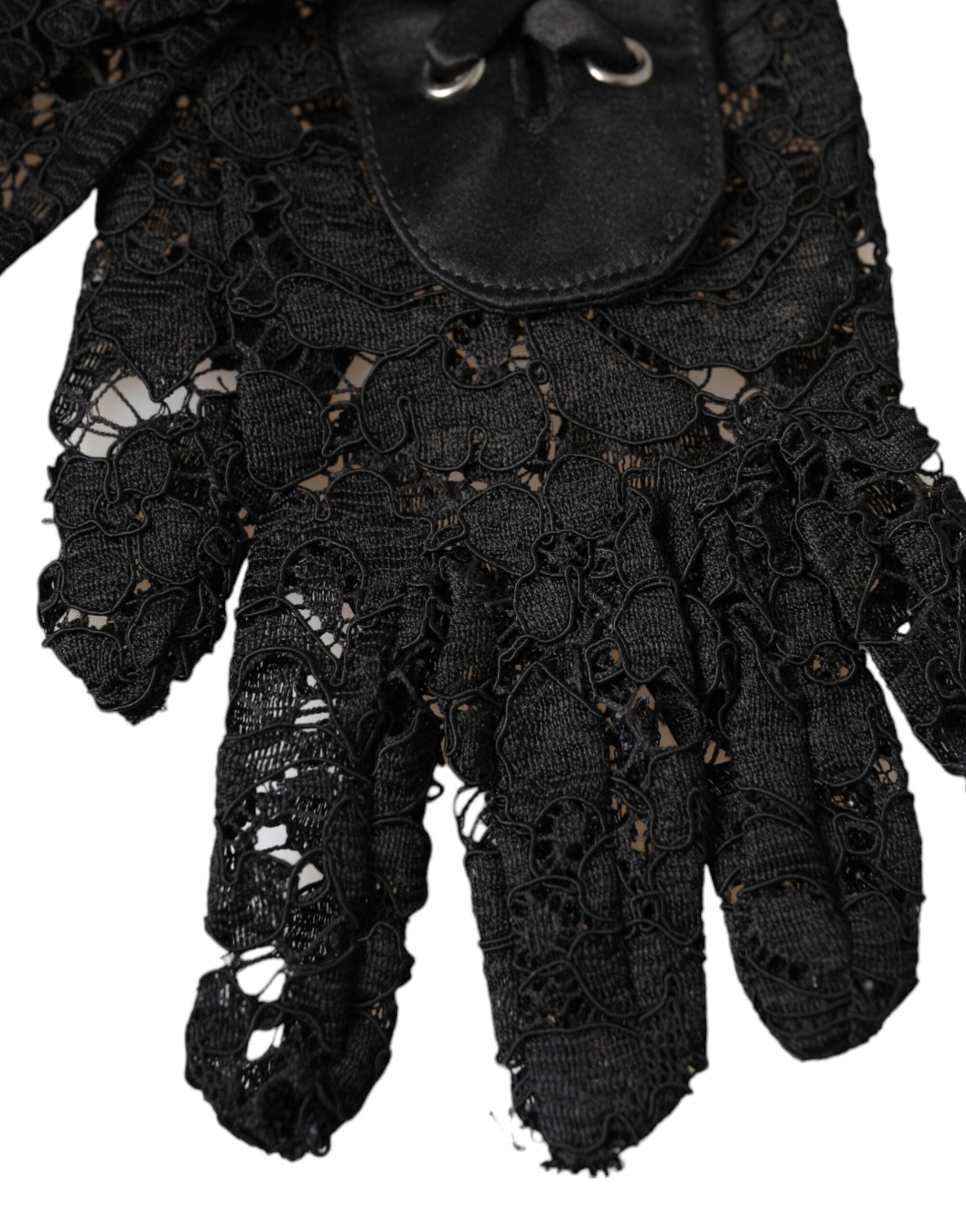 Dolce & Gabbana Black Taormina Lace Elbow Length Gloves LUNESCAPE