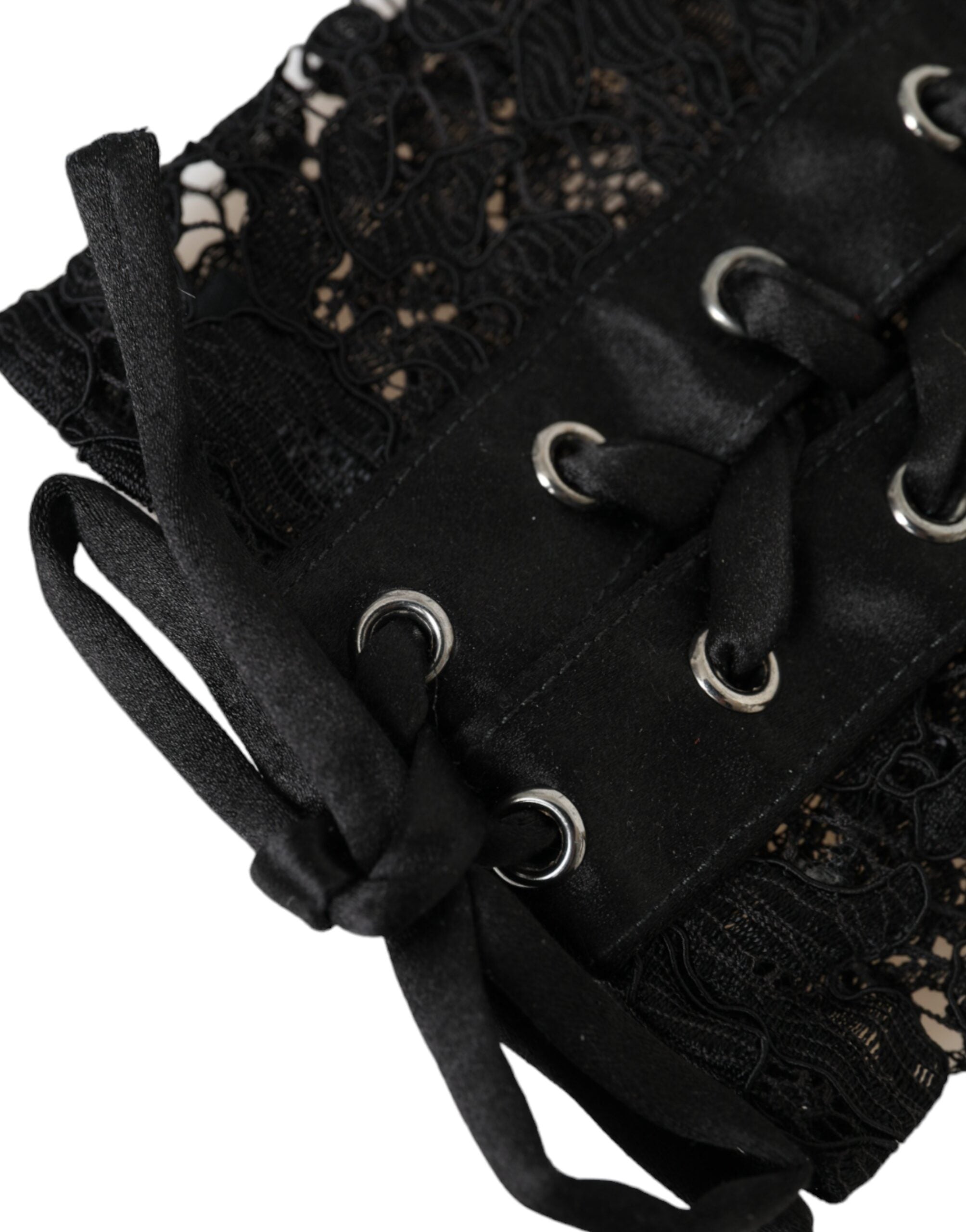 Dolce & Gabbana Black Taormina Lace Elbow Length Gloves LUNESCAPE
