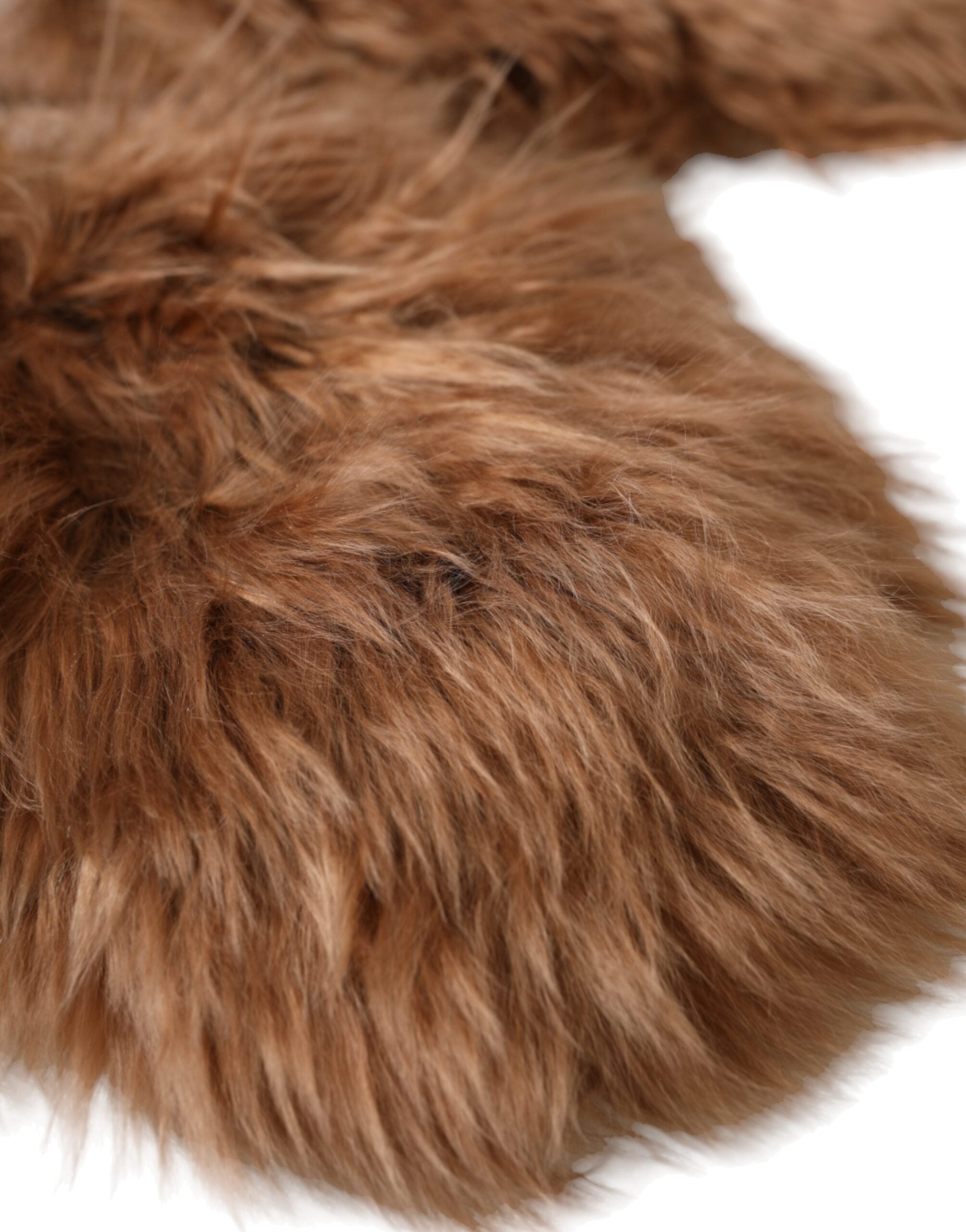 Dolce & Gabbana Brown Cashmere Knitted Fur Mid Arm Mitten Gloves LUNESCAPE