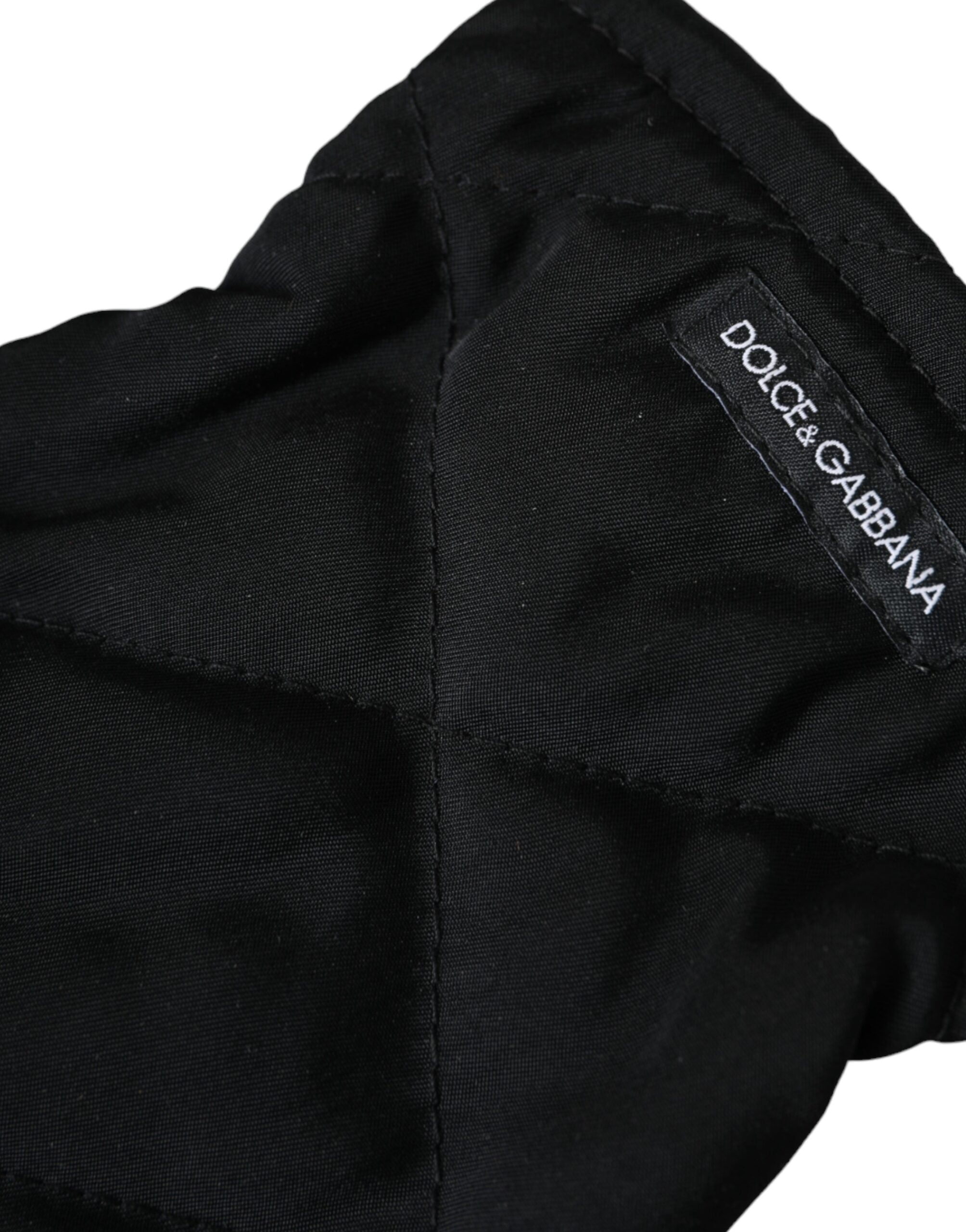 Dolce & Gabbana Black Quilted Wrist Length Mitten Gloves LUNESCAPE