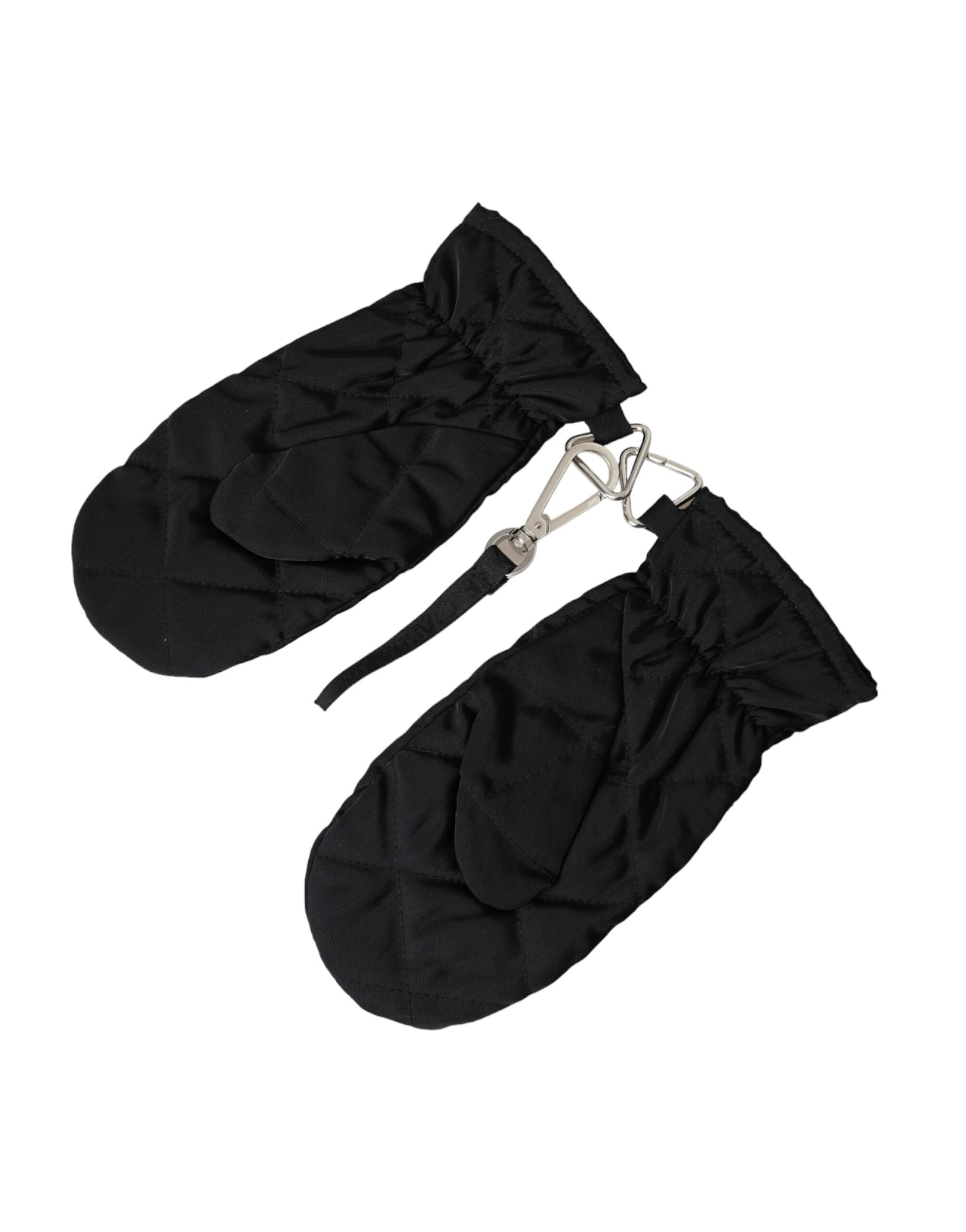 Dolce & Gabbana Black Quilted Wrist Length Mitten Gloves LUNESCAPE
