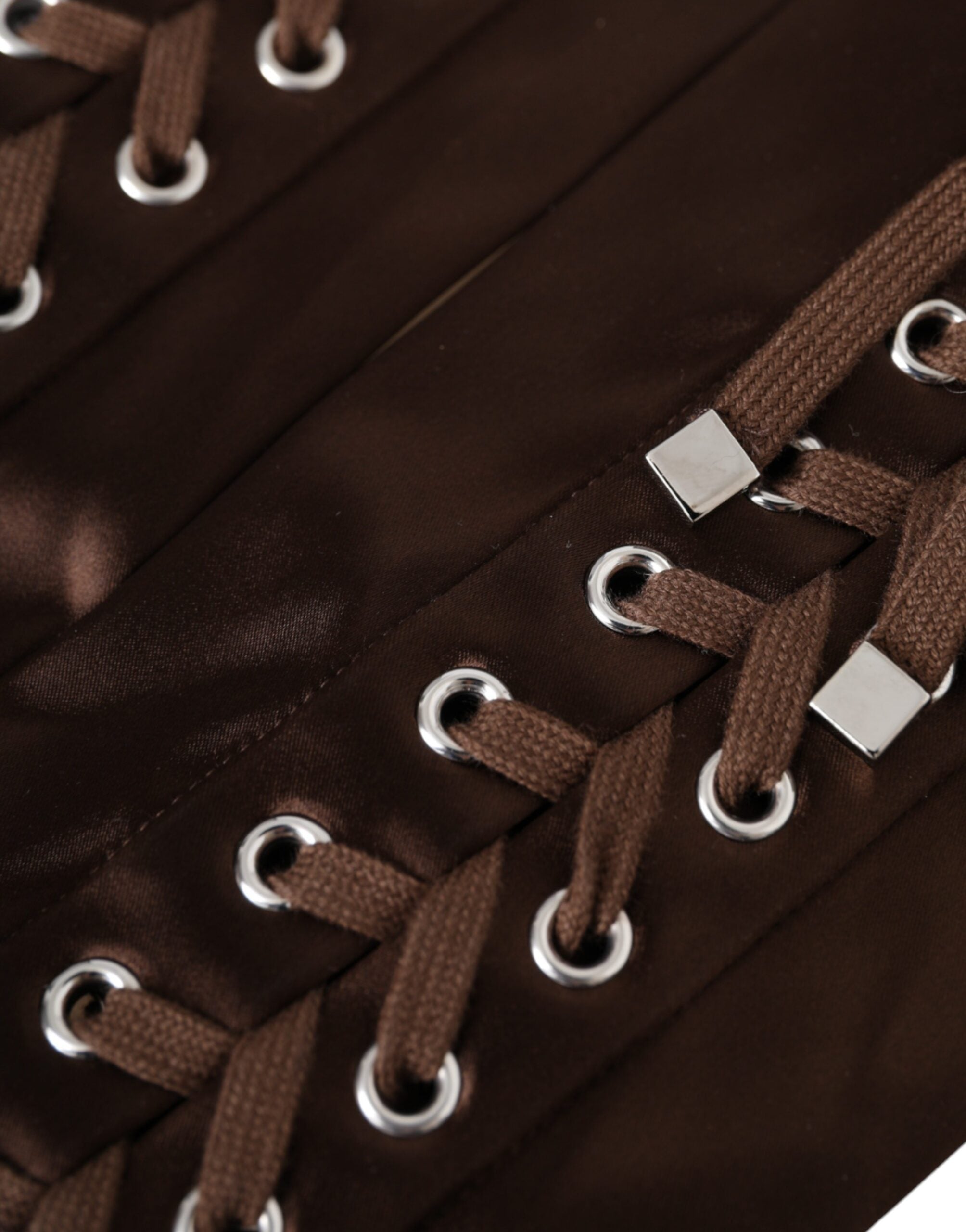 Dolce & Gabbana Brown Lace Up Fingerless Gloves LUNESCAPE