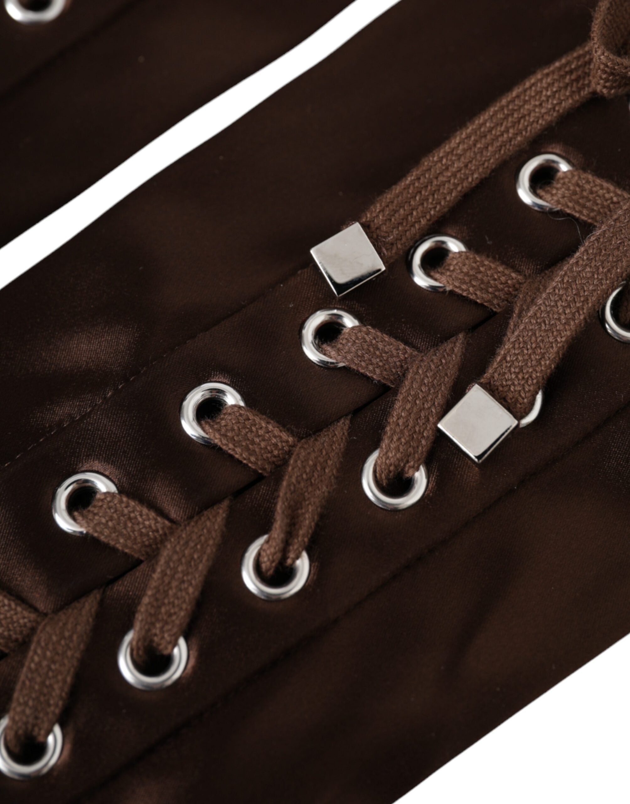 Dolce & Gabbana Brown Lace Up Fingerless Gloves LUNESCAPE