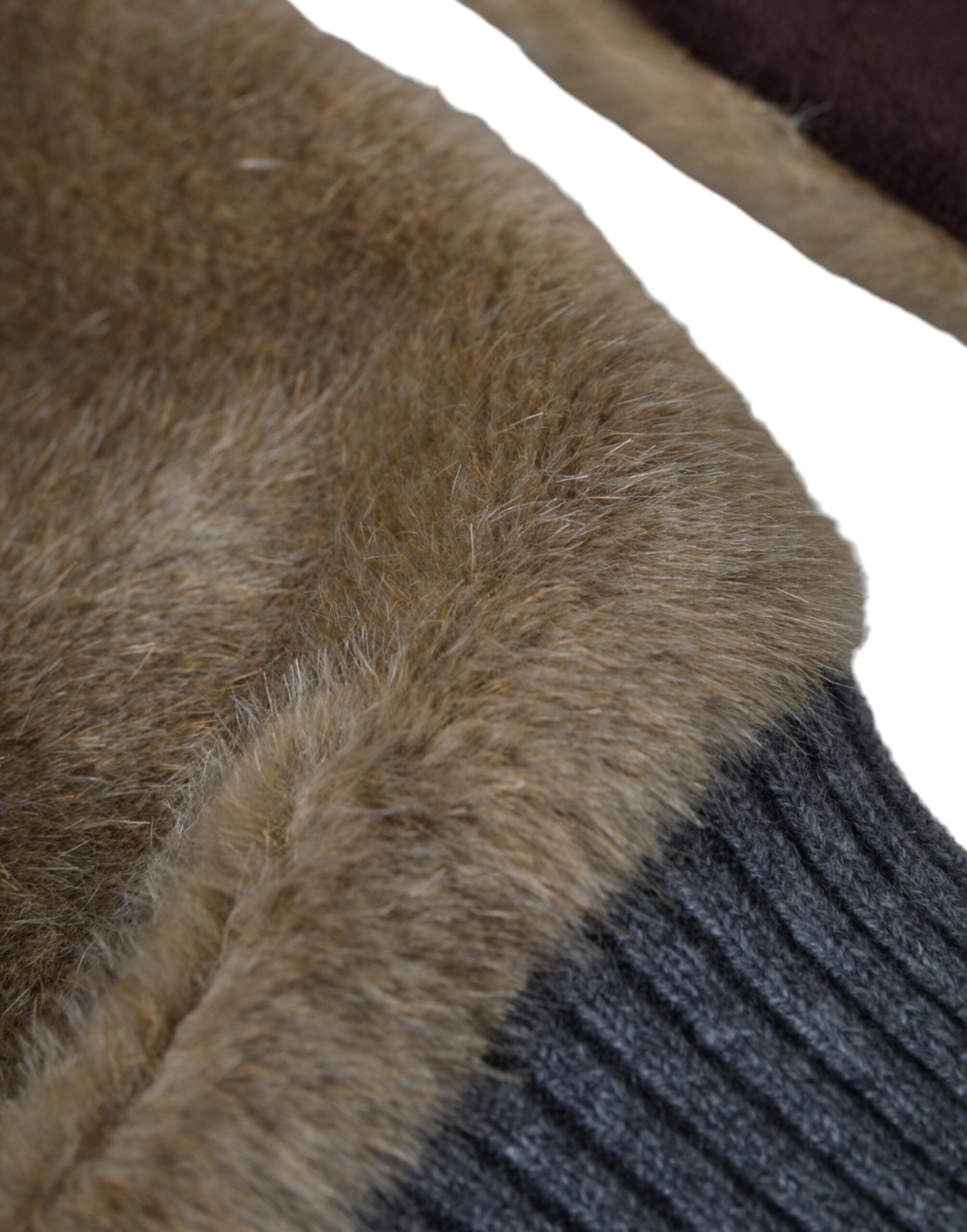 Dolce & Gabbana Beige Knitted Fur Wrist Mitten Gloves LUNESCAPE