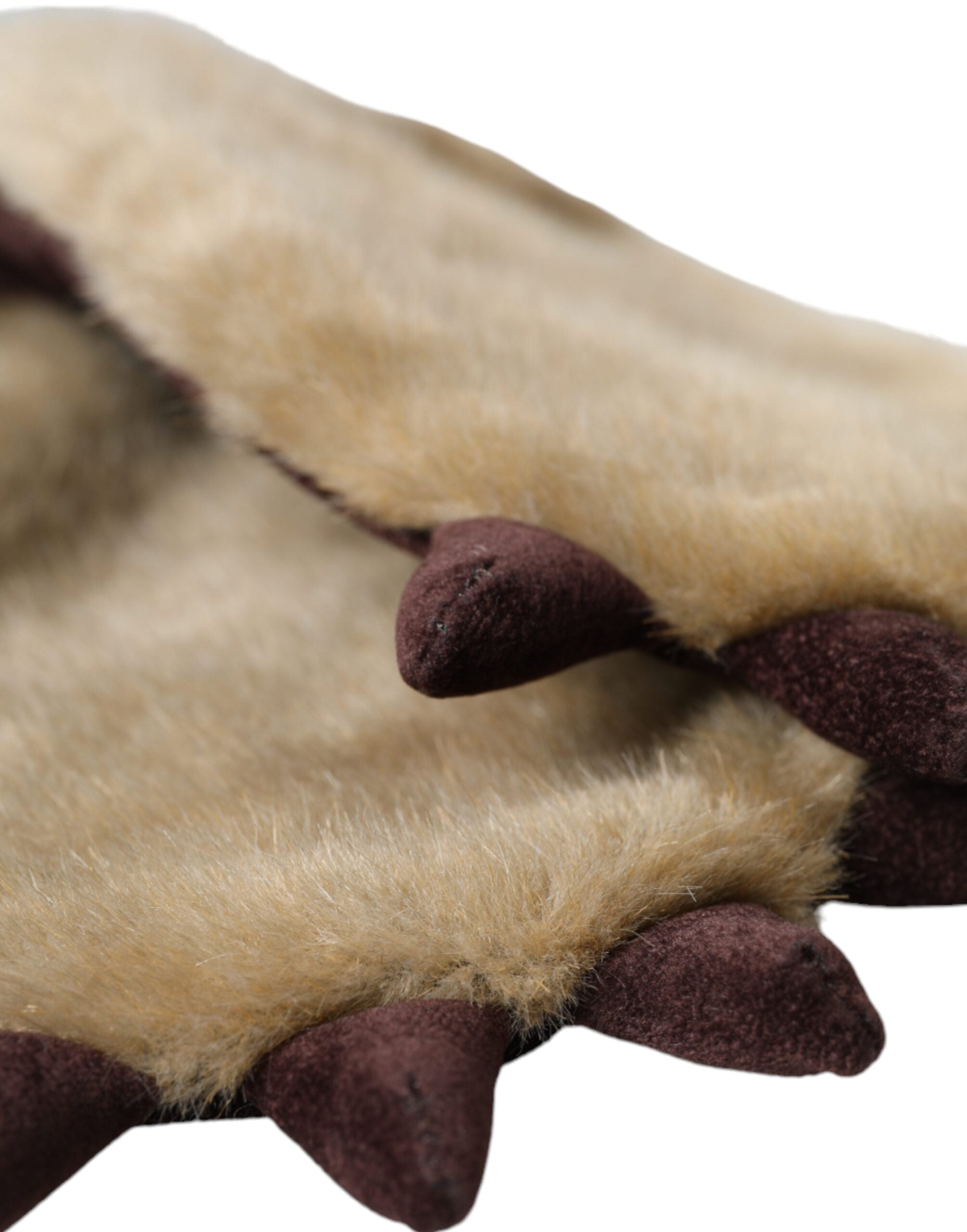 Dolce & Gabbana Beige Knitted Fur Wrist Mitten Gloves LUNESCAPE