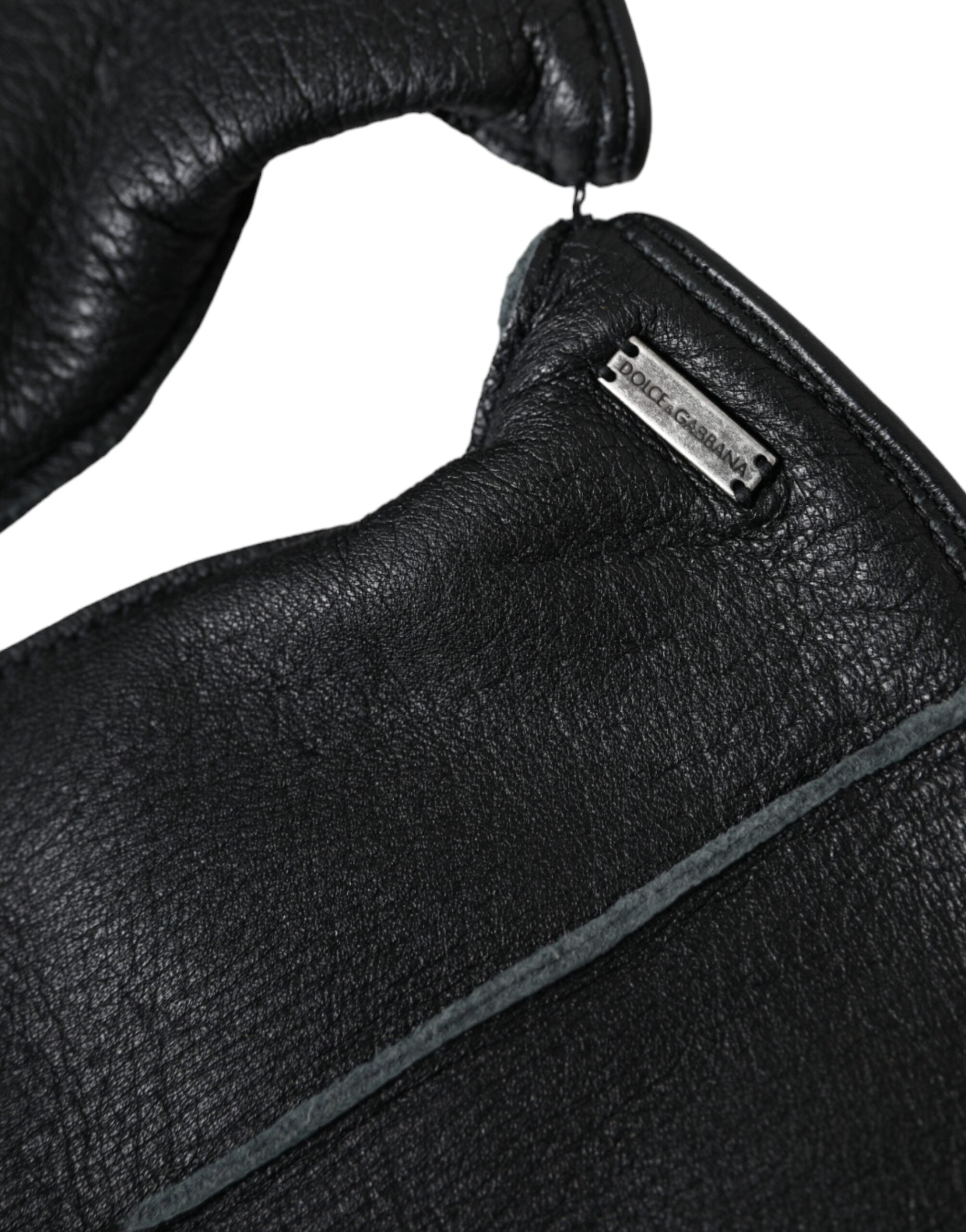 Dolce & Gabbana Black Deer Leather Wrist Length Gloves LUNESCAPE