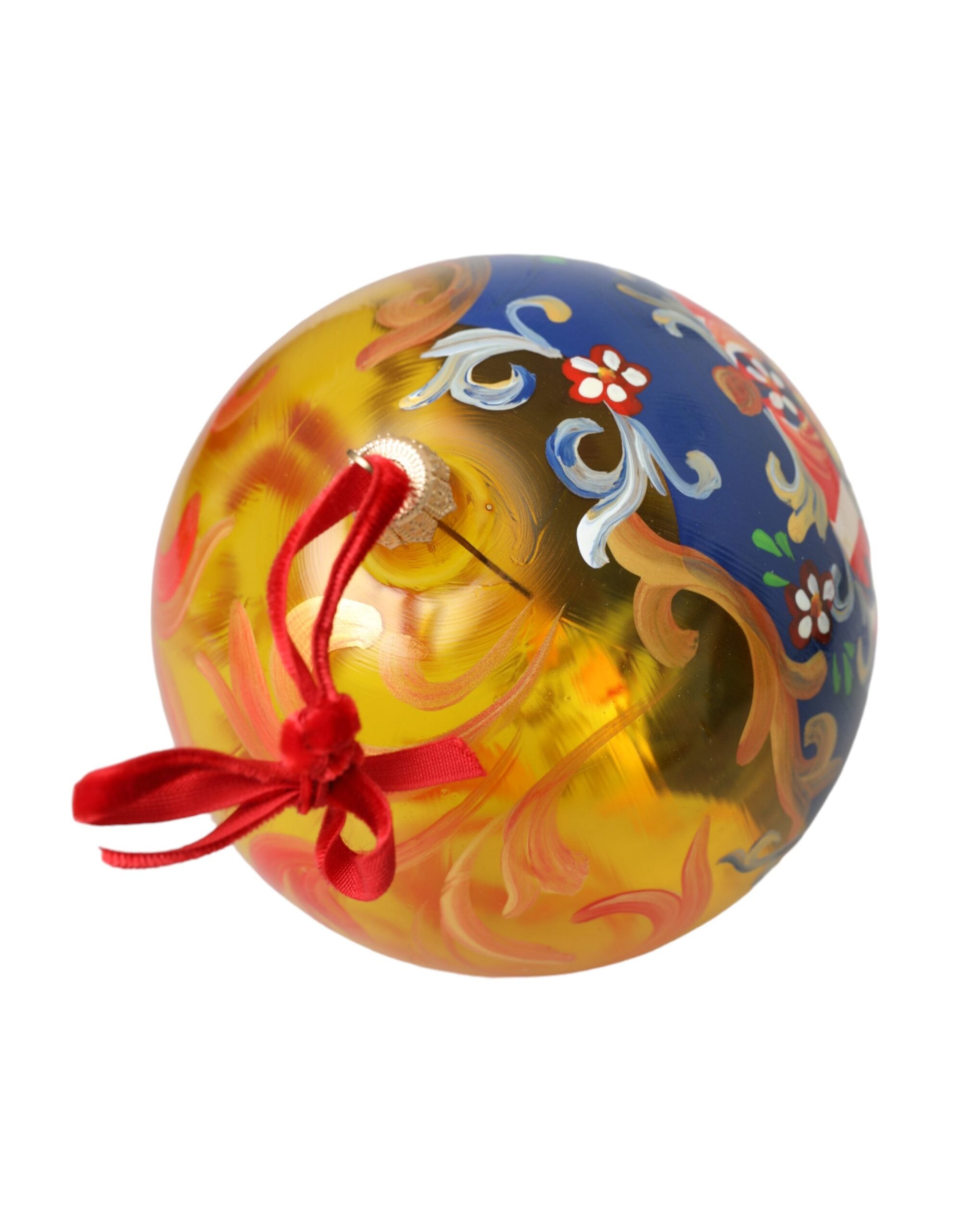 Dolce & Gabbana Gold Tone Carretto Print Round Ornament Christmas Ball LUNESCAPE