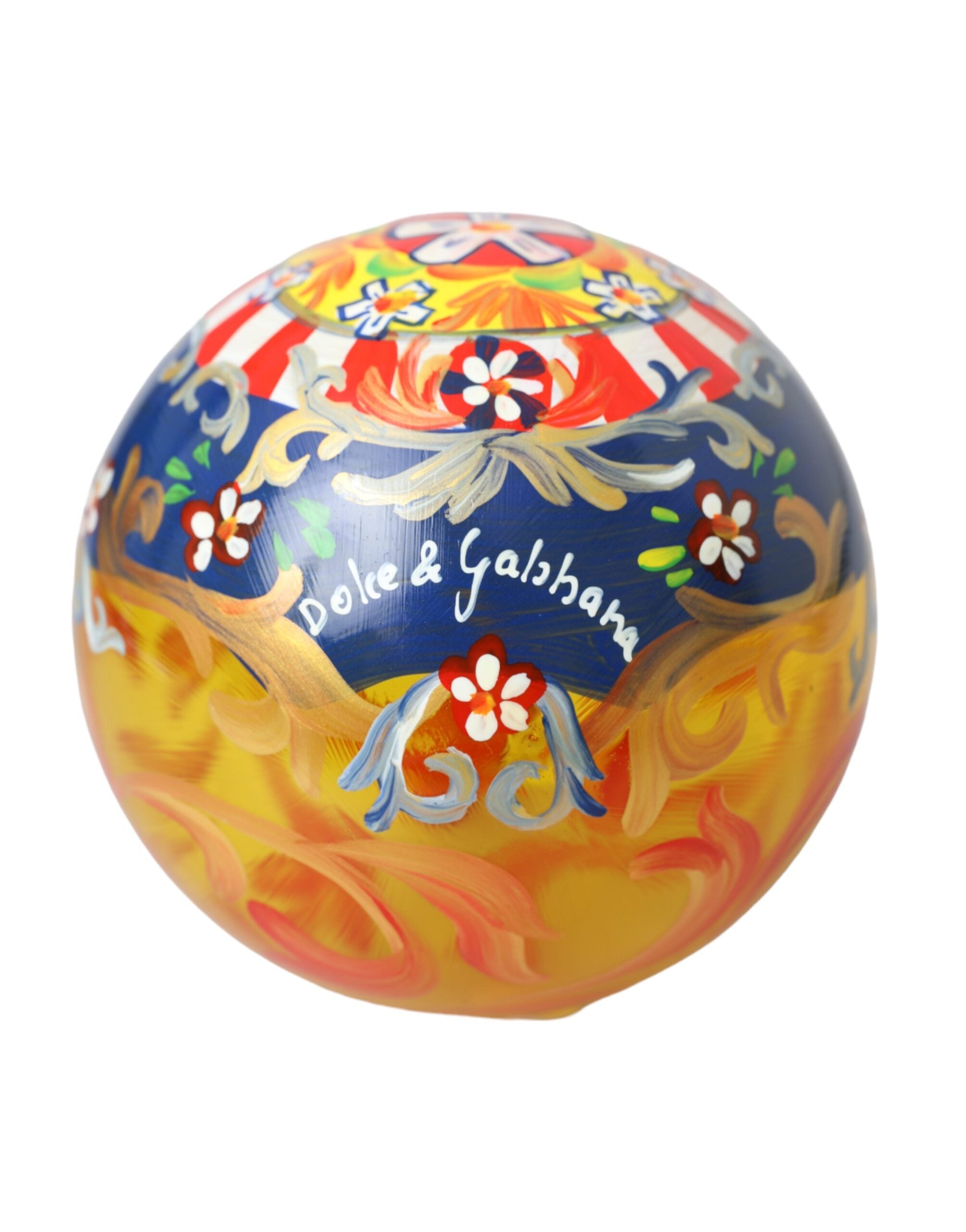 Dolce & Gabbana Gold Tone Carretto Print Round Ornament Christmas Ball LUNESCAPE