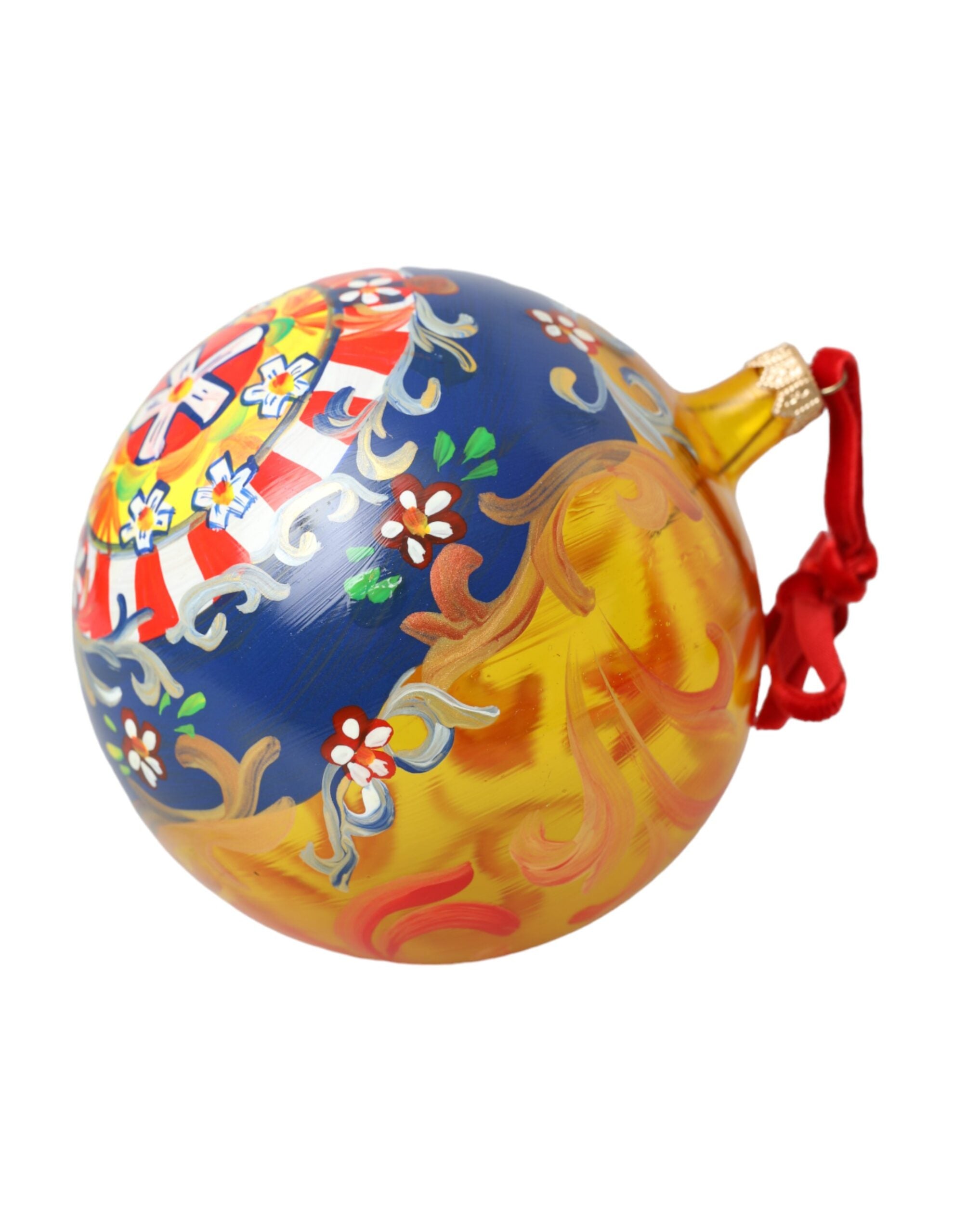 Dolce & Gabbana Gold Tone Carretto Print Round Ornament Christmas Ball LUNESCAPE
