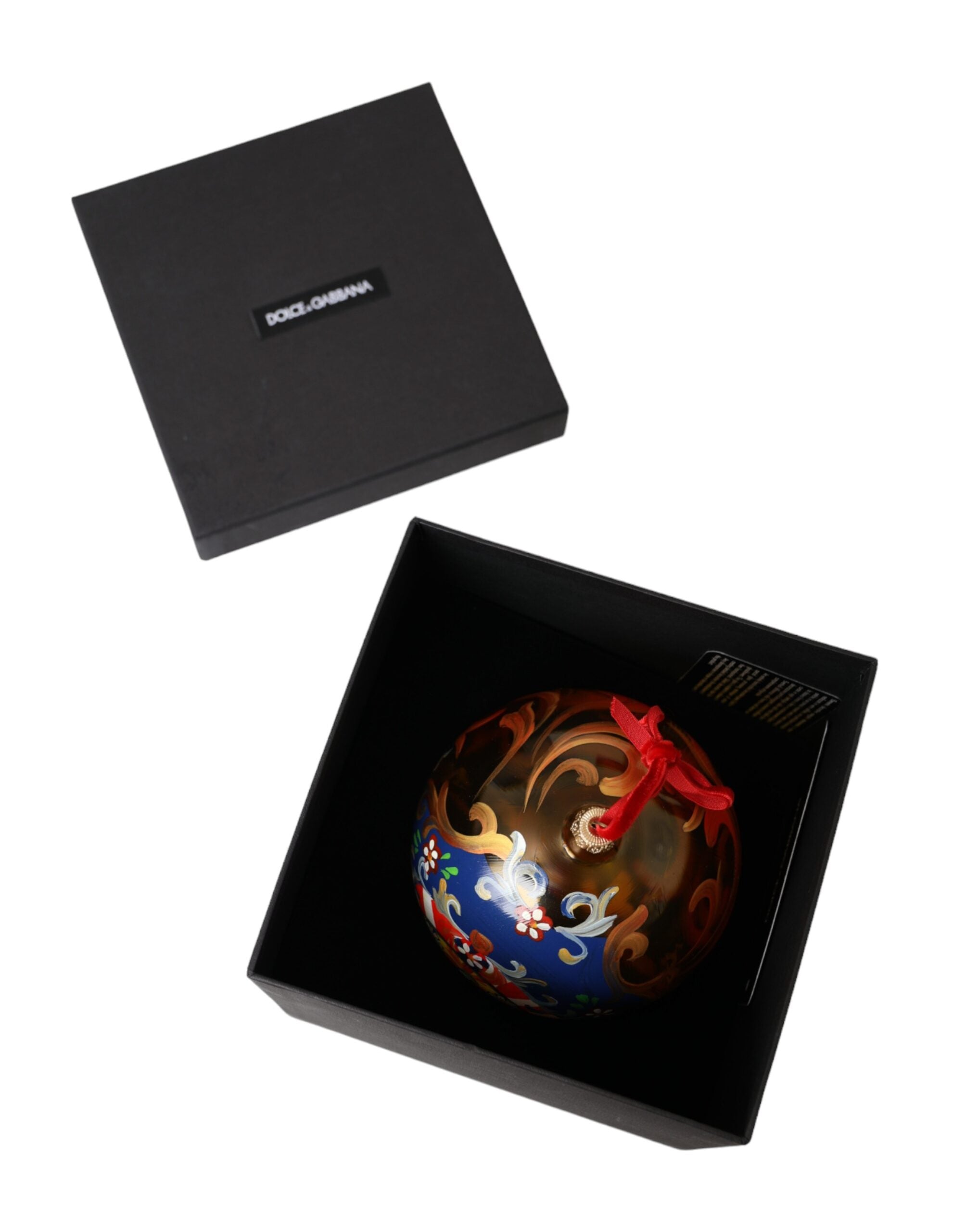 Dolce & Gabbana Gold Tone Carretto Print Round Ornament Christmas Ball LUNESCAPE