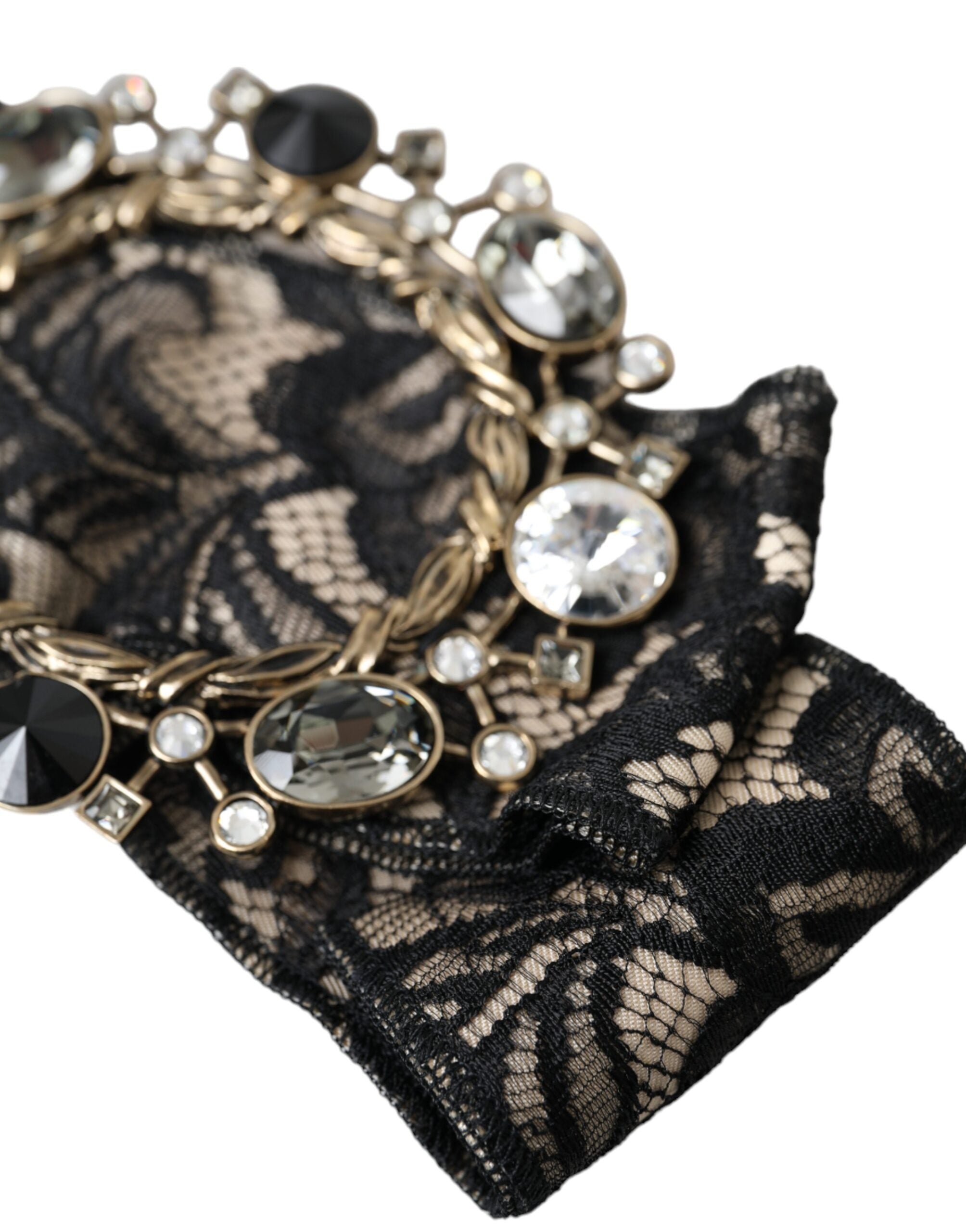 Dolce & Gabbana Black Lace Crystal Handmade Brooch Hair Pin LUNESCAPE