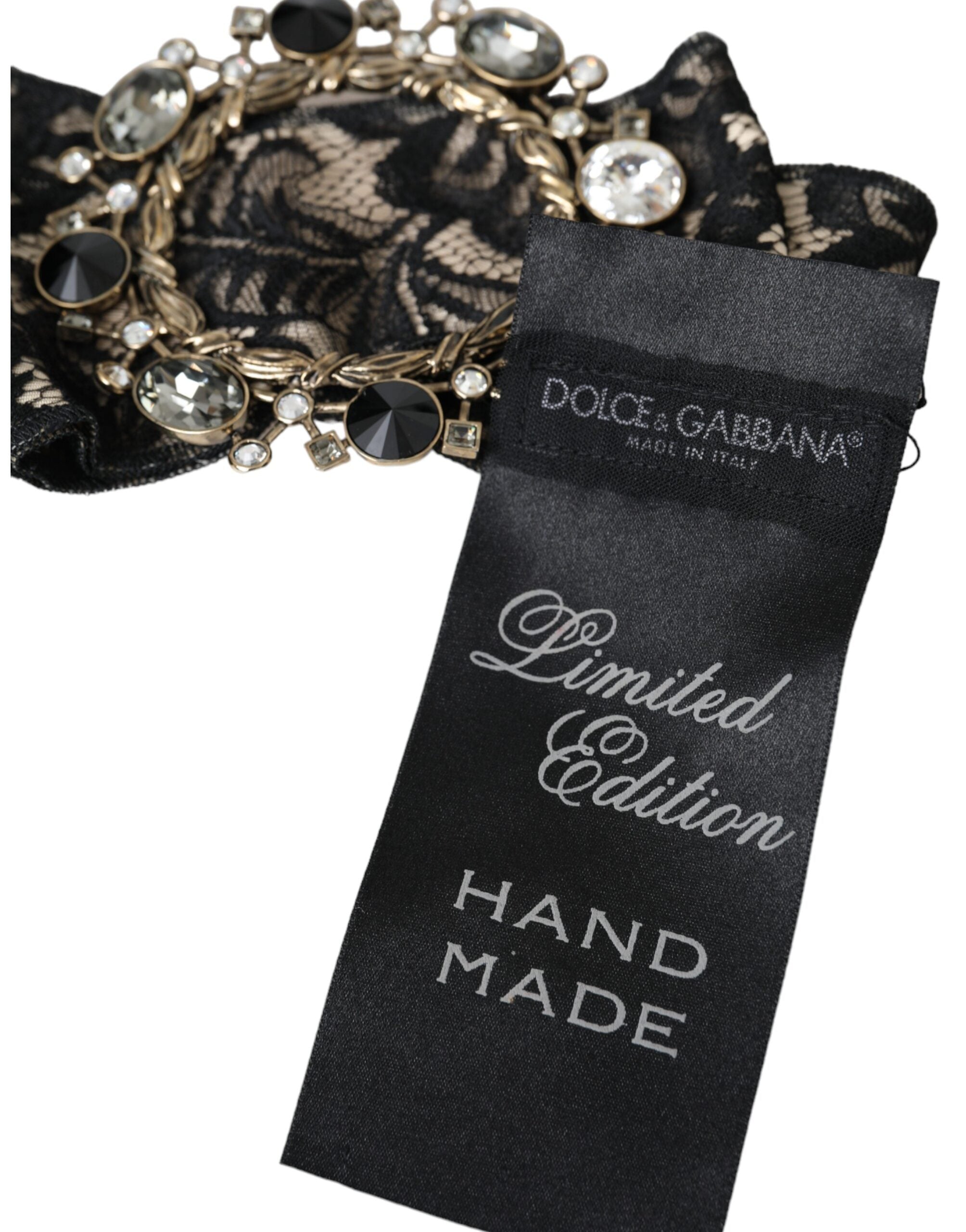 Dolce & Gabbana Black Lace Crystal Handmade Brooch Hair Pin LUNESCAPE