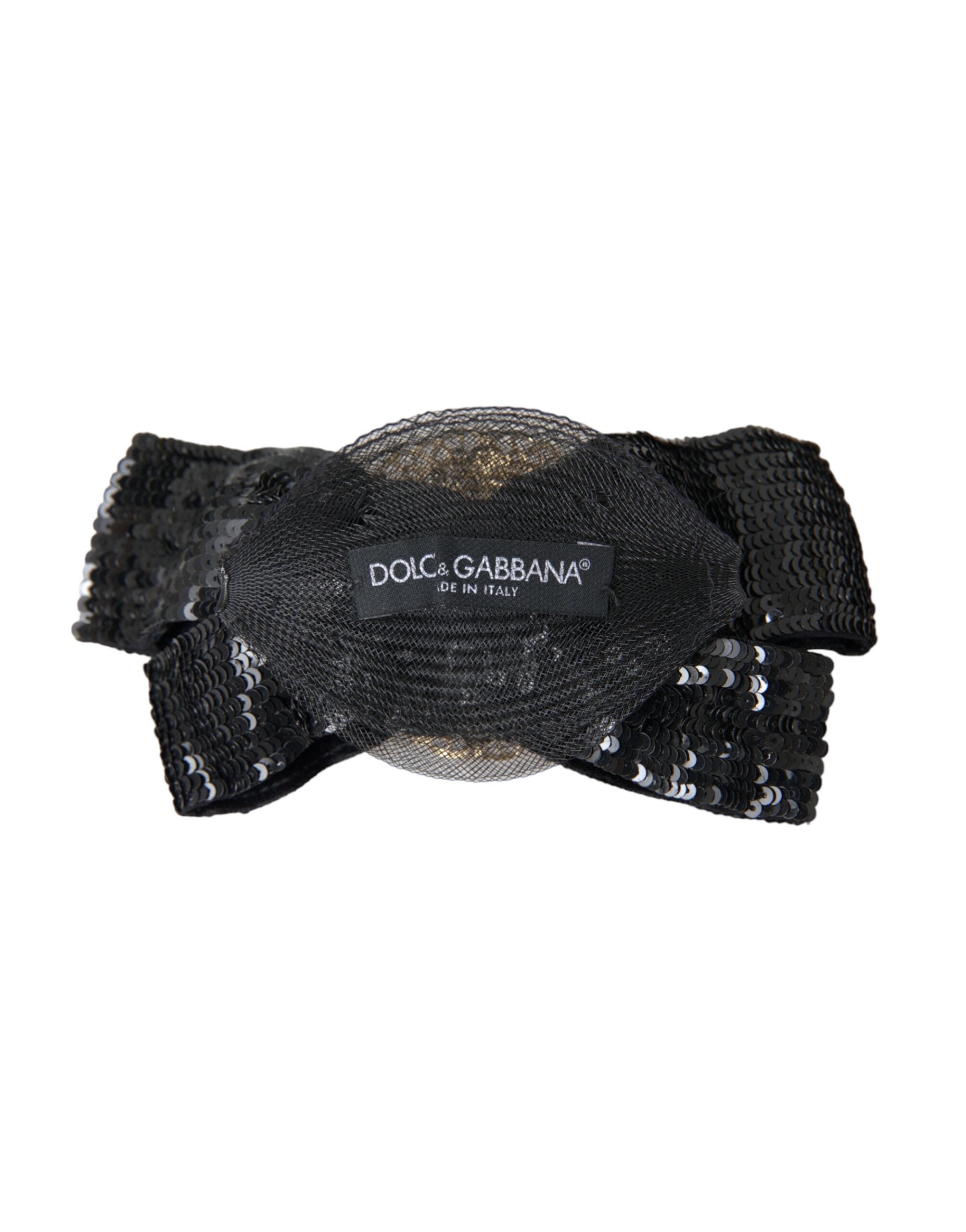 Dolce & Gabbana Black Sequin Pearl Handmade Brooch Hair Pin LUNESCAPE