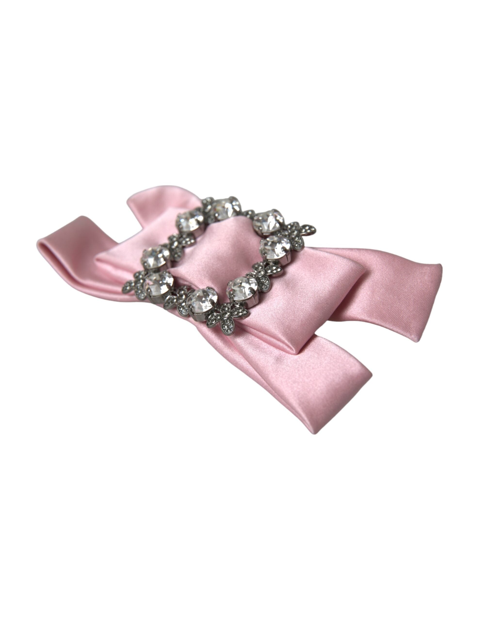 Dolce & Gabbana Pink Satin Crystal Jewelry Brooch Hair Pin LUNESCAPE