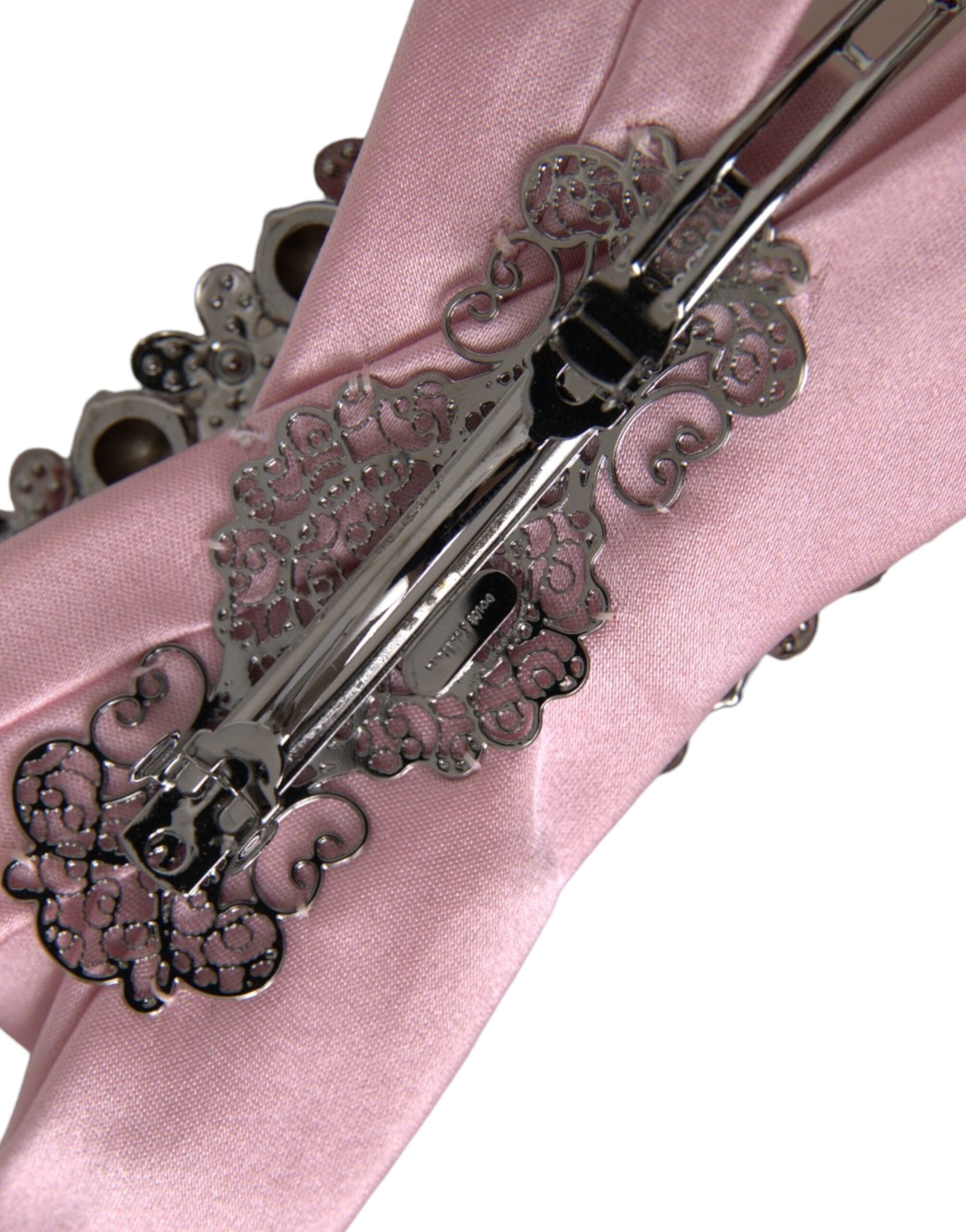 Dolce & Gabbana Pink Satin Crystal Jewelry Brooch Hair Pin LUNESCAPE