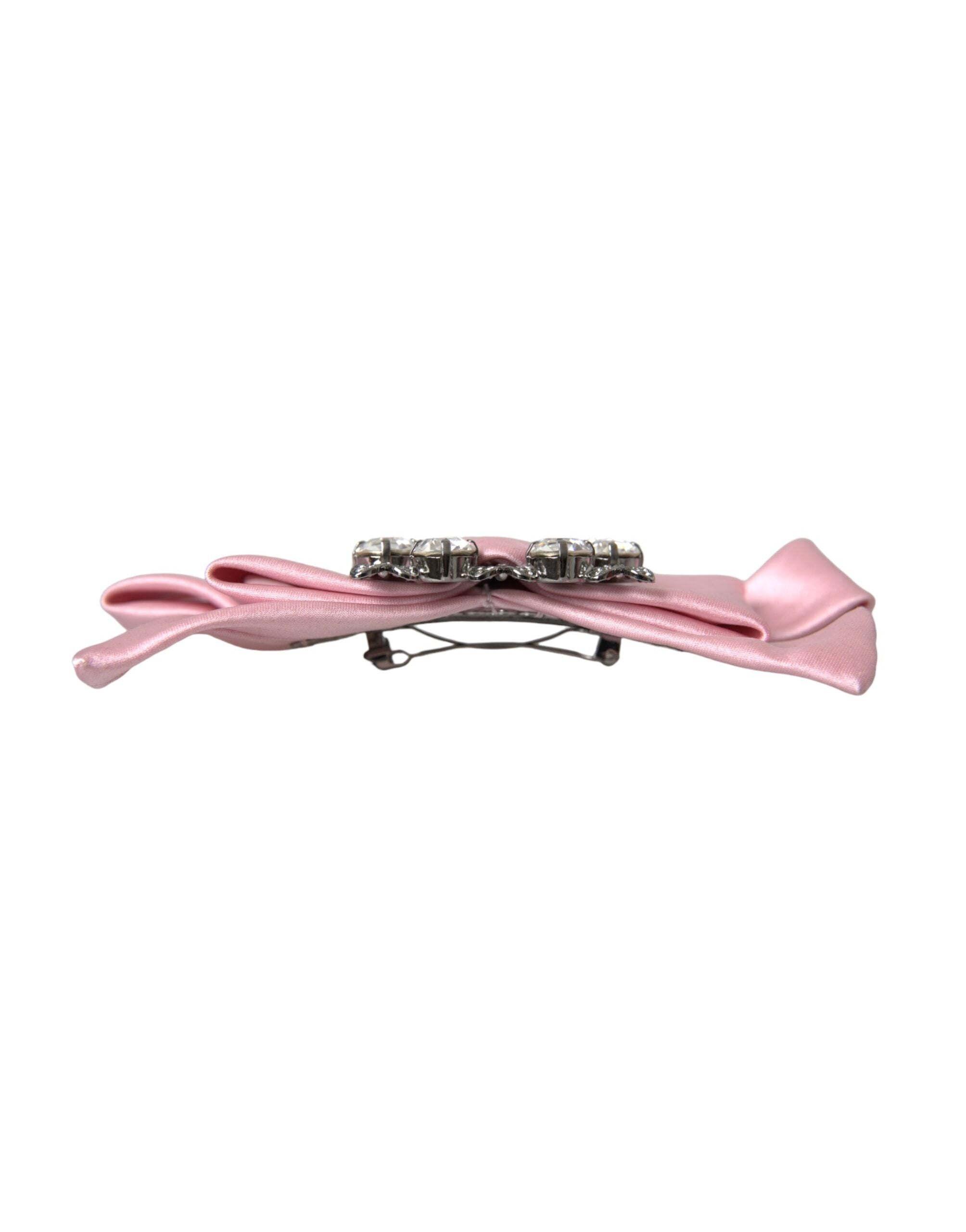 Dolce & Gabbana Pink Satin Crystal Jewelry Brooch Hair Pin LUNESCAPE