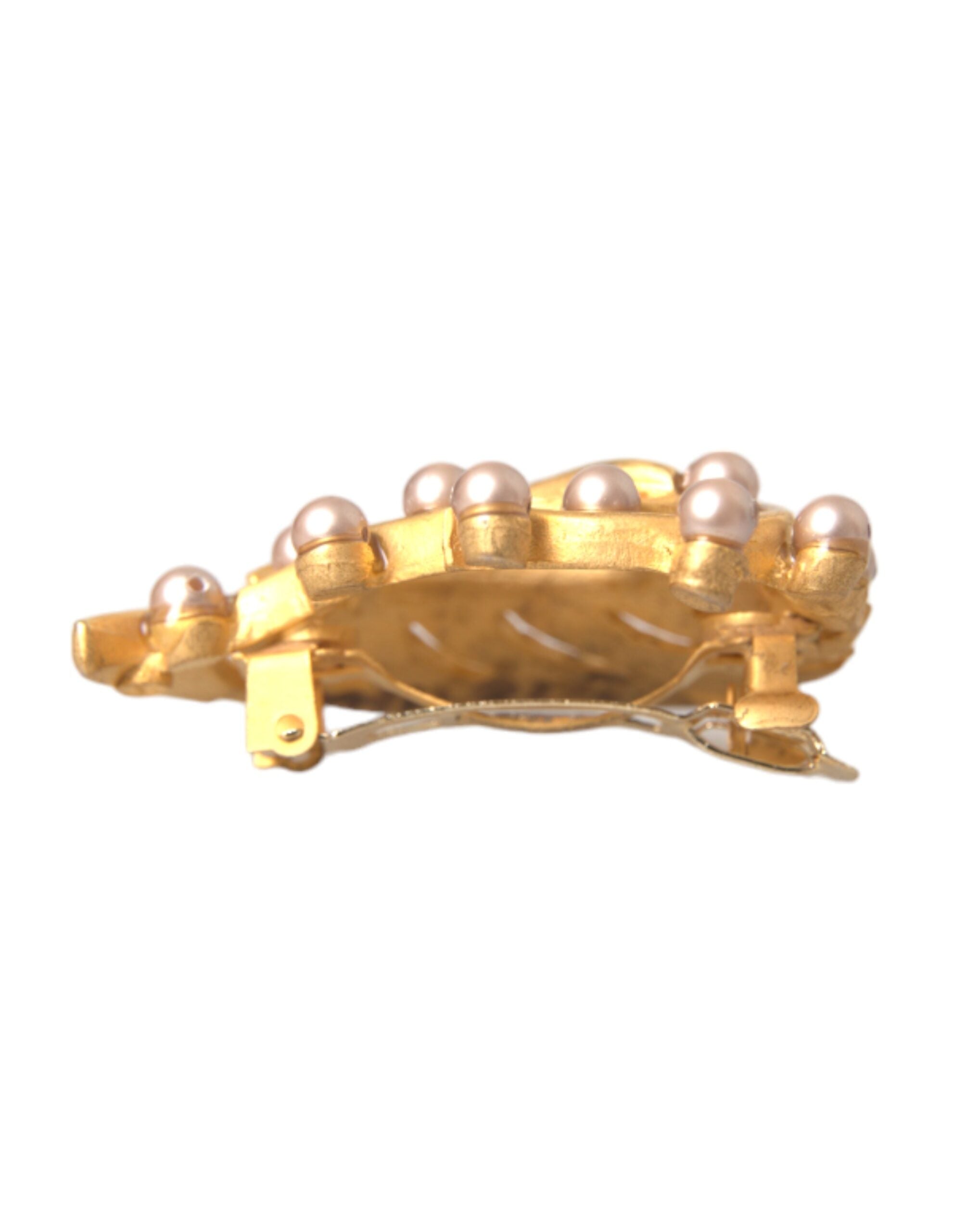 Dolce & Gabbana Gold Brass Leaf Embellished Jewelry Brooch Hair Pin LUNESCAPE