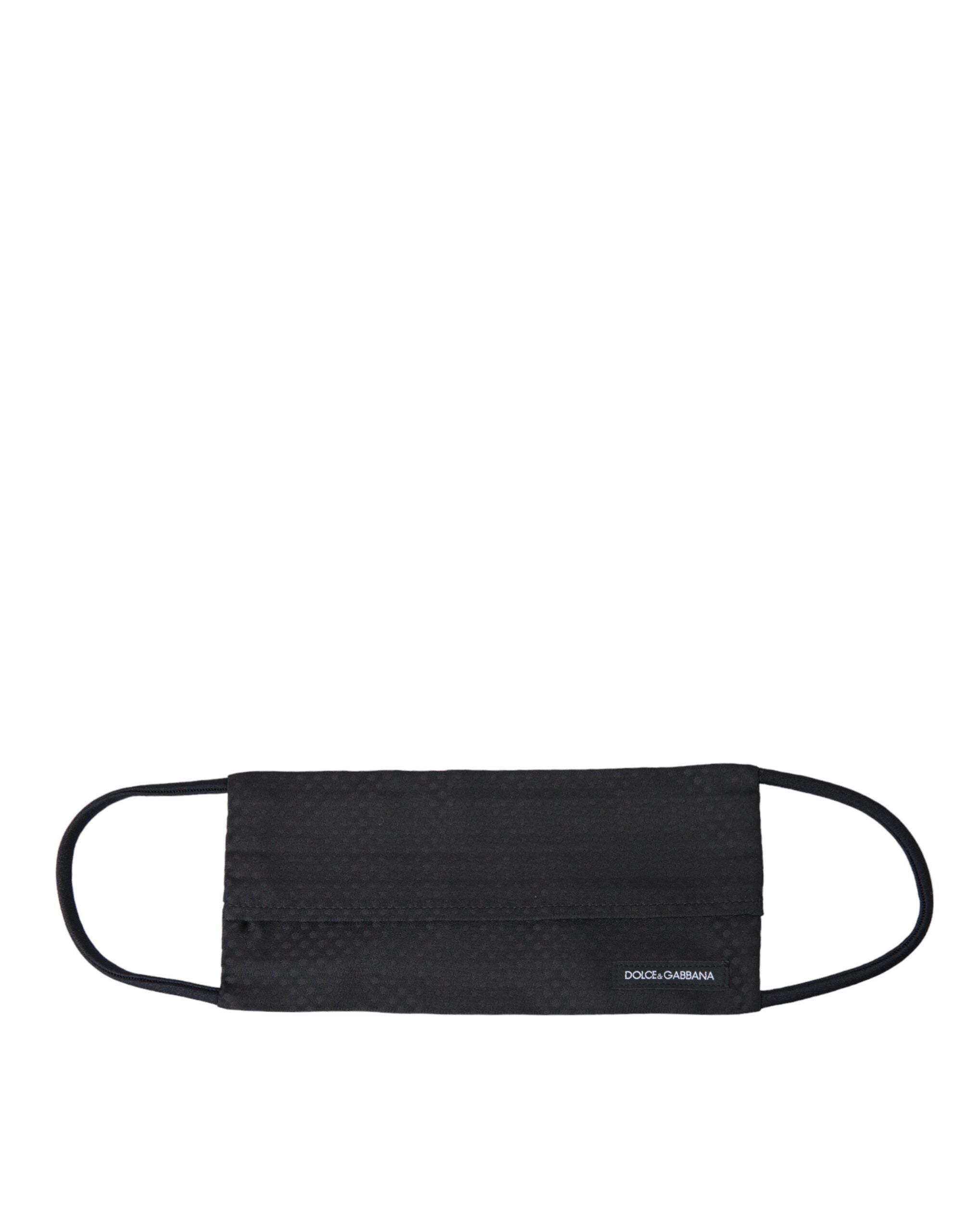 Dolce & Gabbana Black 100% Silk Adjustable Necktie Face Mask LUNESCAPE