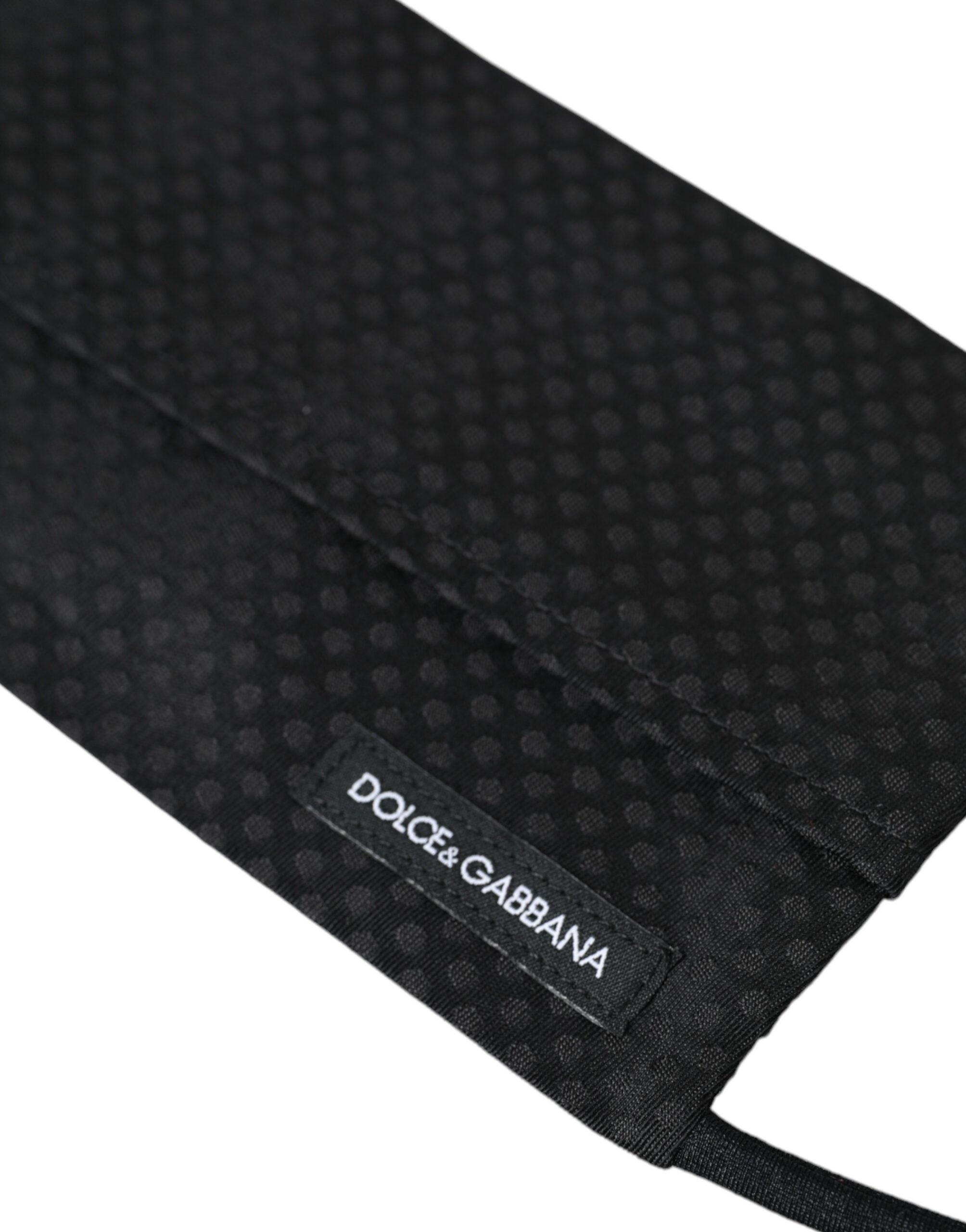 Dolce & Gabbana Black 100% Silk Adjustable Necktie Face Mask LUNESCAPE