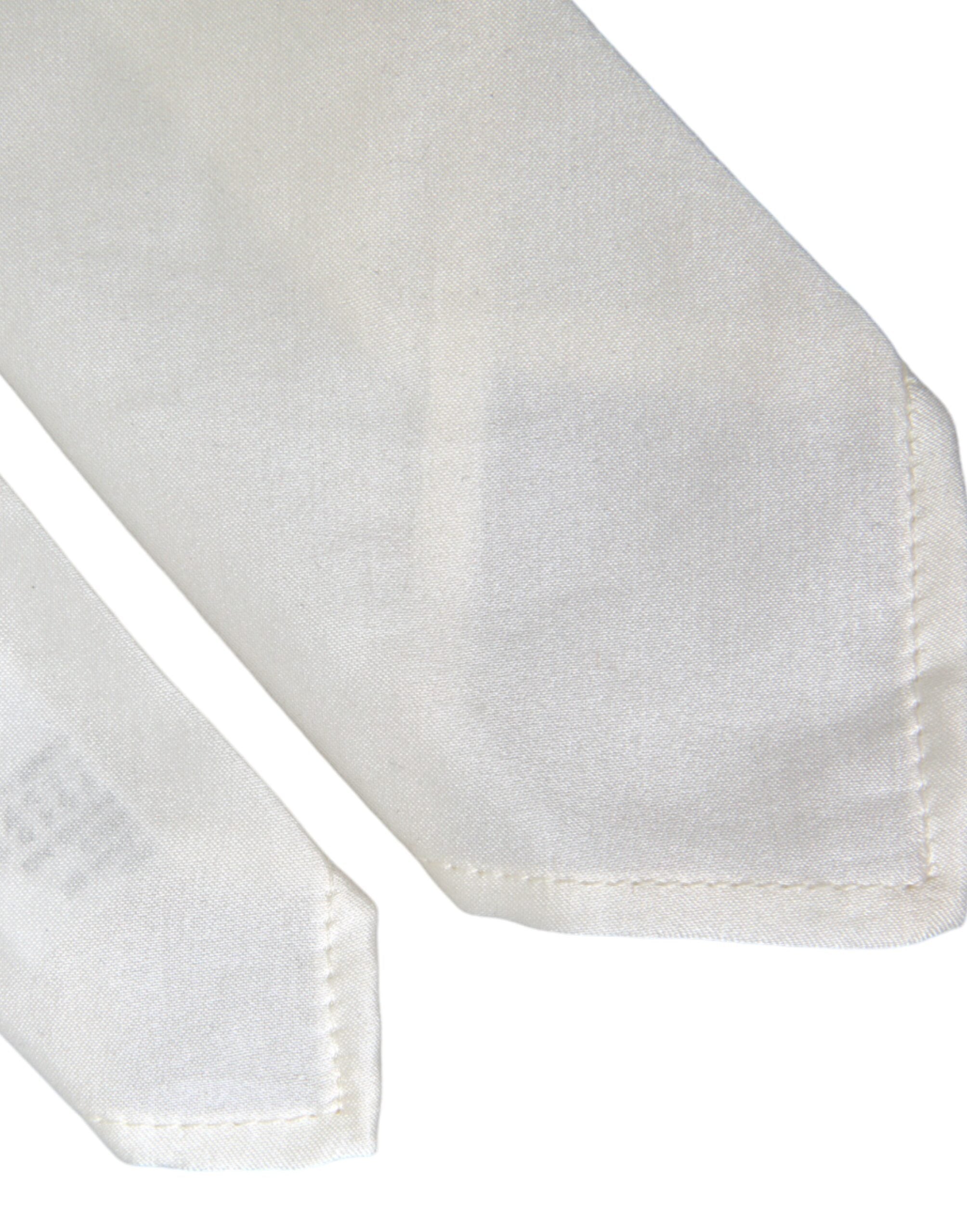 Dolce & Gabbana White Silk Blend Adjustable Tie Men LUNESCAPE