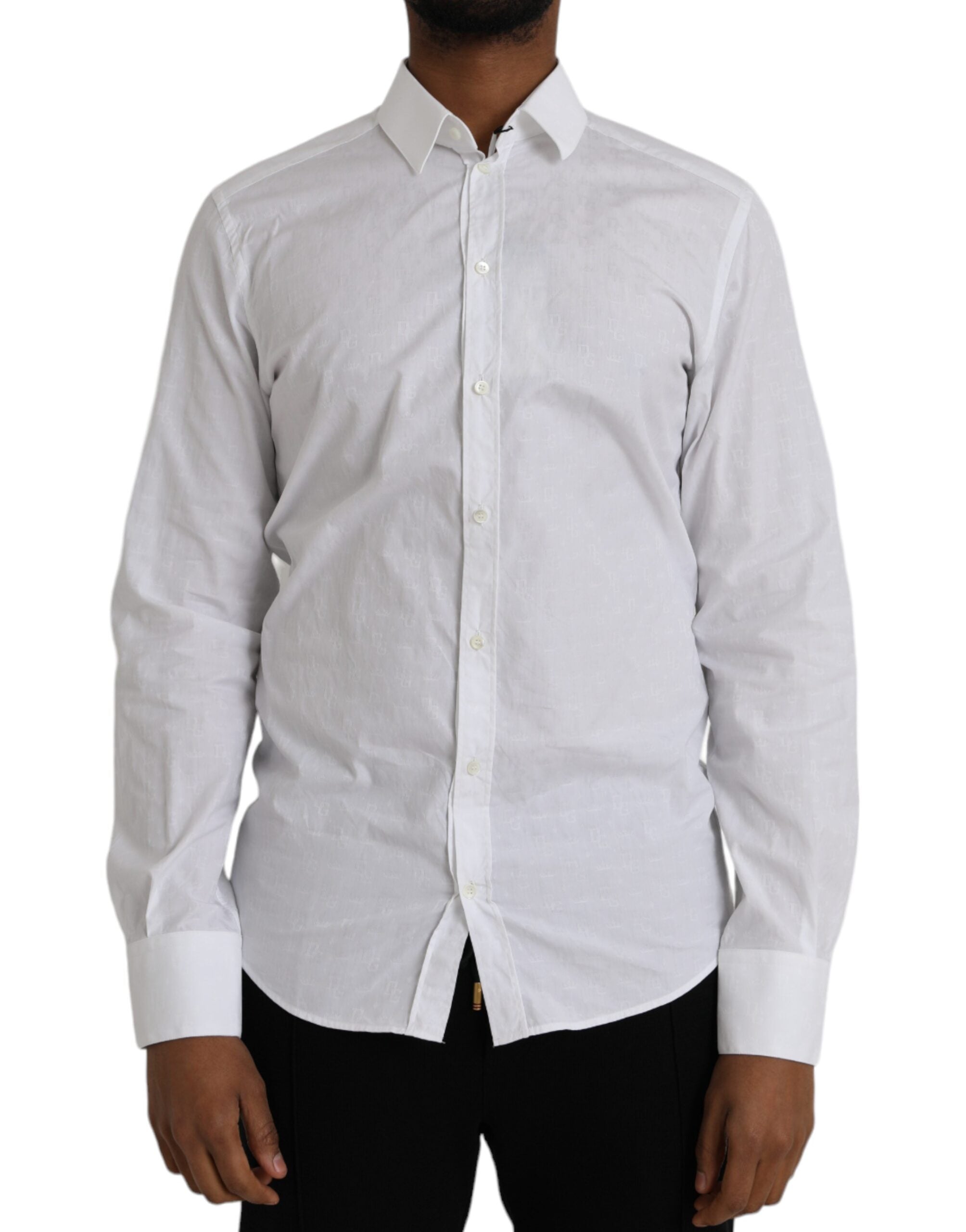Dolce & Gabbana White Cotton Long Sleeve Dress GOLD Shirt LUNESCAPE