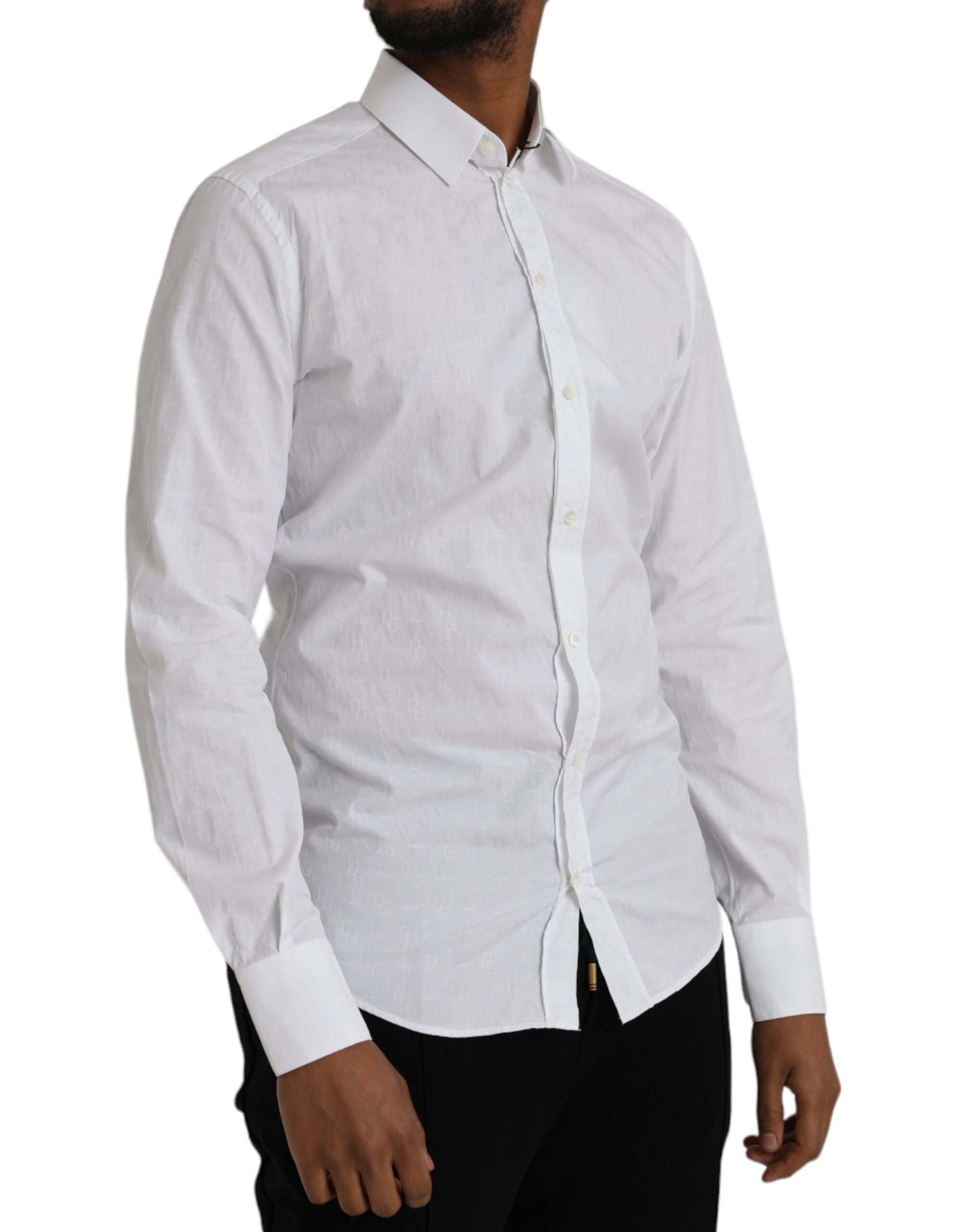 Dolce & Gabbana White Cotton Long Sleeve Dress GOLD Shirt LUNESCAPE