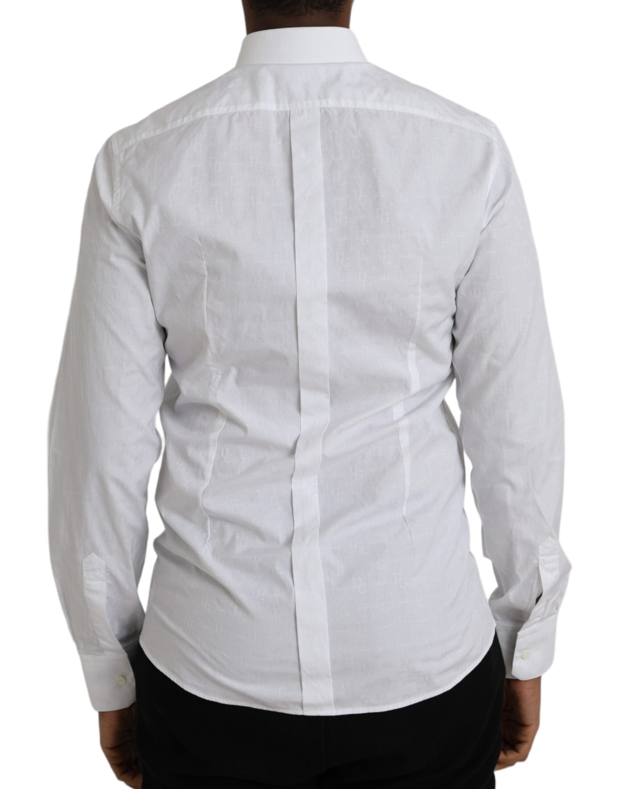 Dolce & Gabbana White Cotton Long Sleeve Dress GOLD Shirt LUNESCAPE