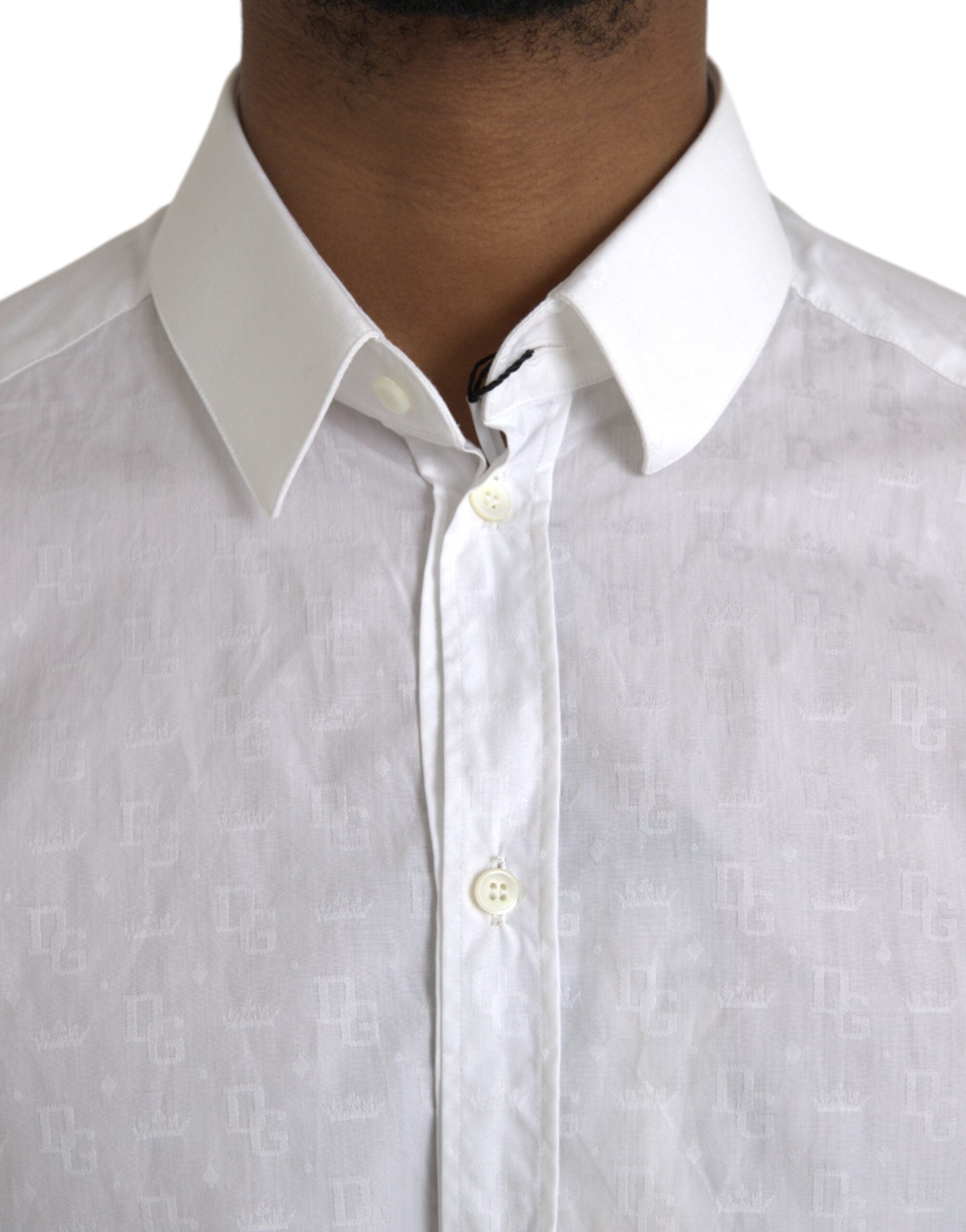 Dolce & Gabbana White Cotton Long Sleeve Dress GOLD Shirt LUNESCAPE