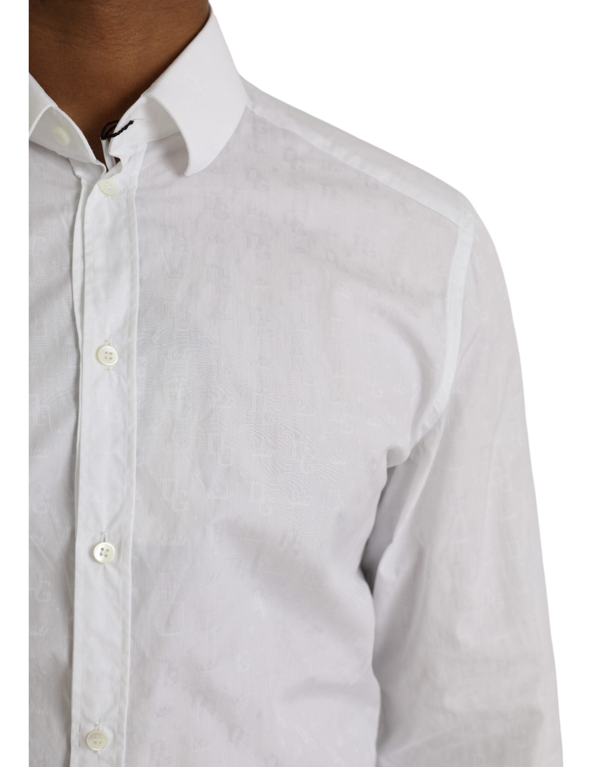 Dolce & Gabbana White Cotton Long Sleeve Dress GOLD Shirt LUNESCAPE