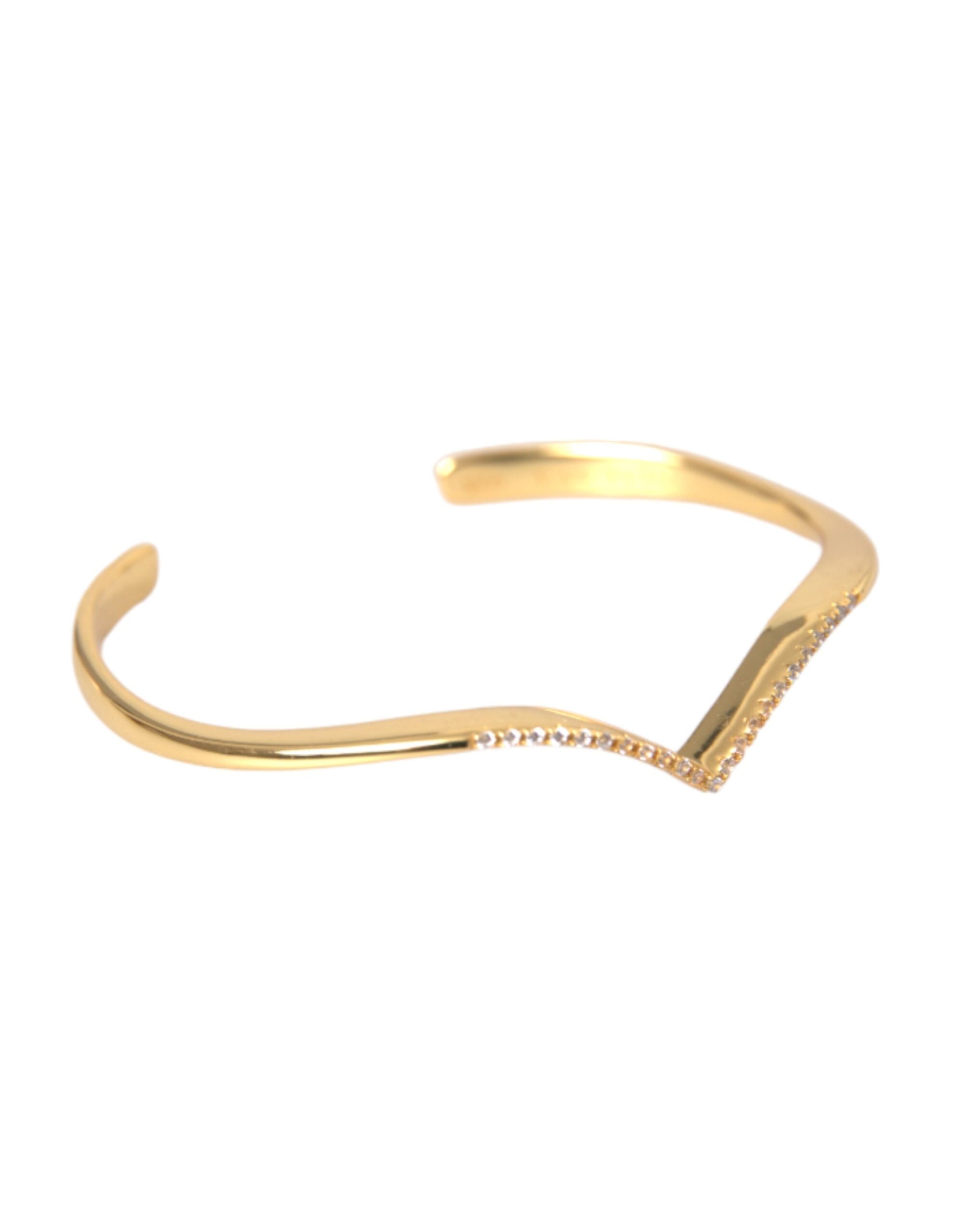 Nialaya Arched Wing Cuff Skyfall Gold CZ 925 Bracelet LUNESCAPE