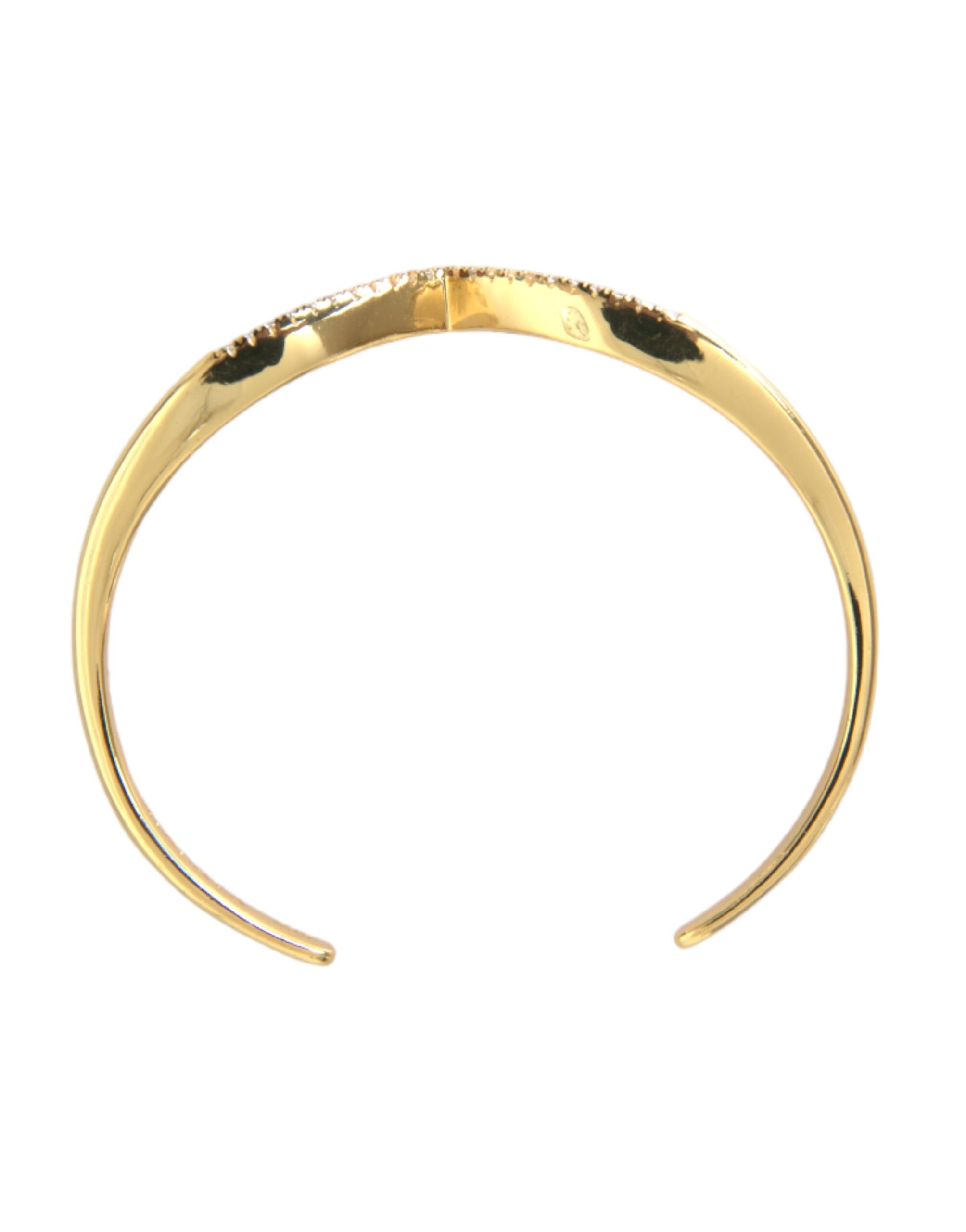 Nialaya Arched Wing Cuff Skyfall Gold CZ 925 Bracelet LUNESCAPE