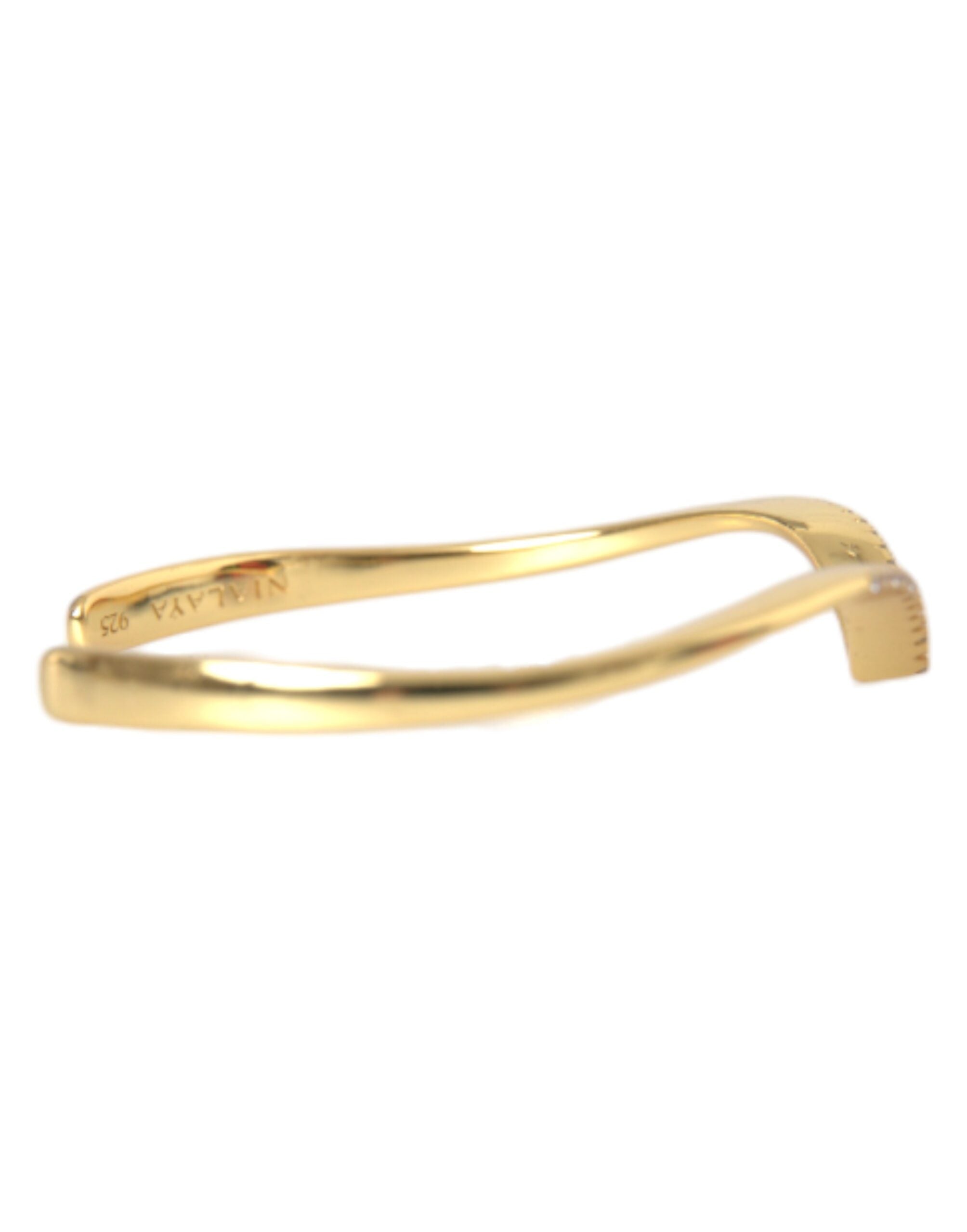Nialaya Arched Wing Cuff Skyfall Gold CZ 925 Bracelet LUNESCAPE